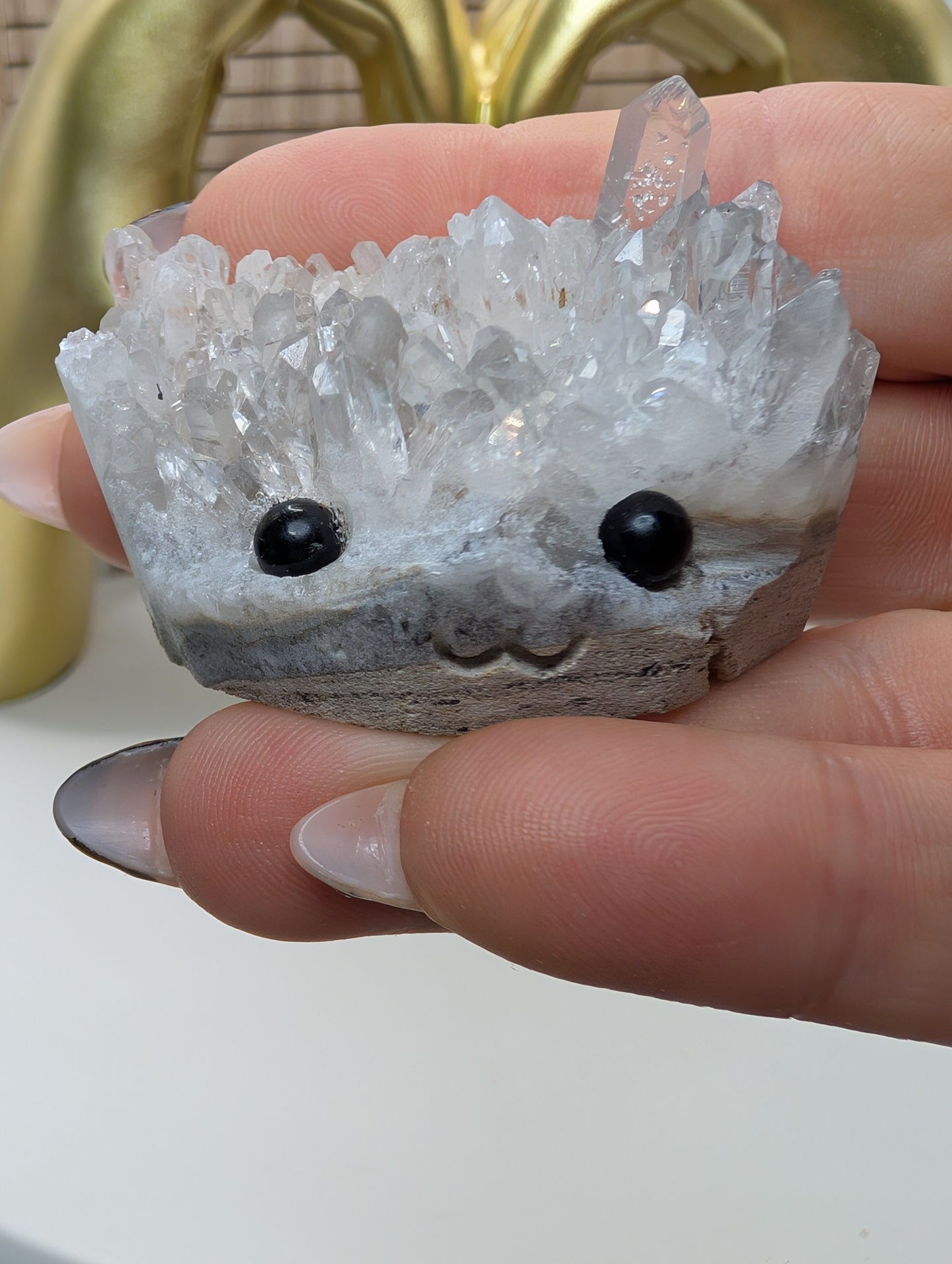 Clear Quartz Crystal Cluster Rock Buddies aka Hedgehogs - Up For Adoption!