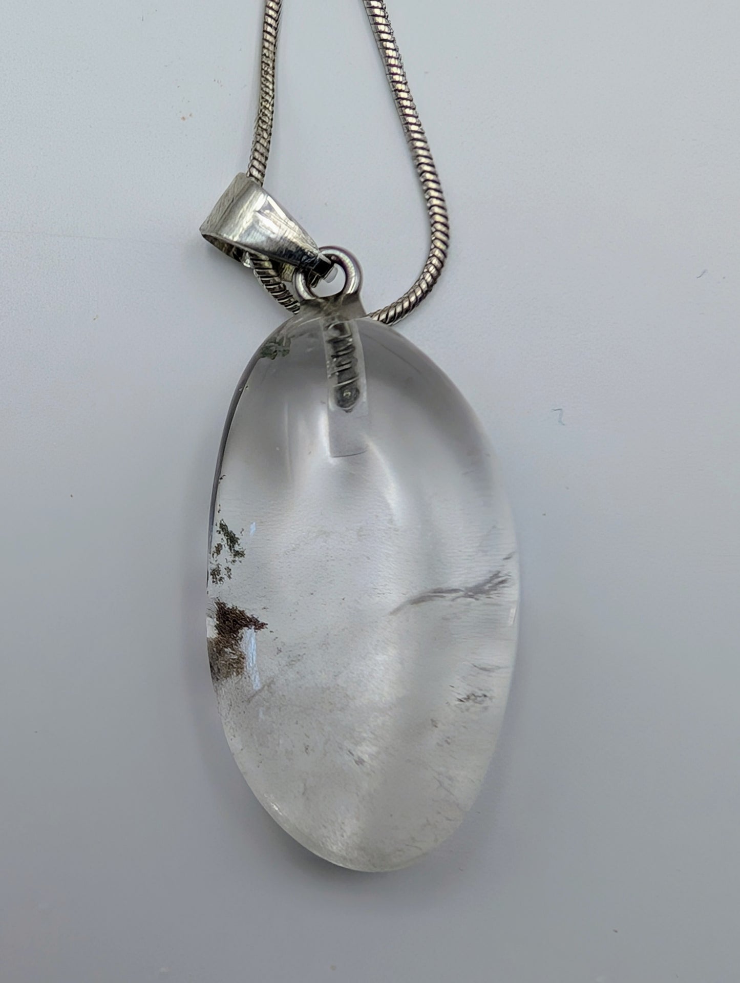 Crystal Tumbled Stone Necklace in Various Length Silver Chains