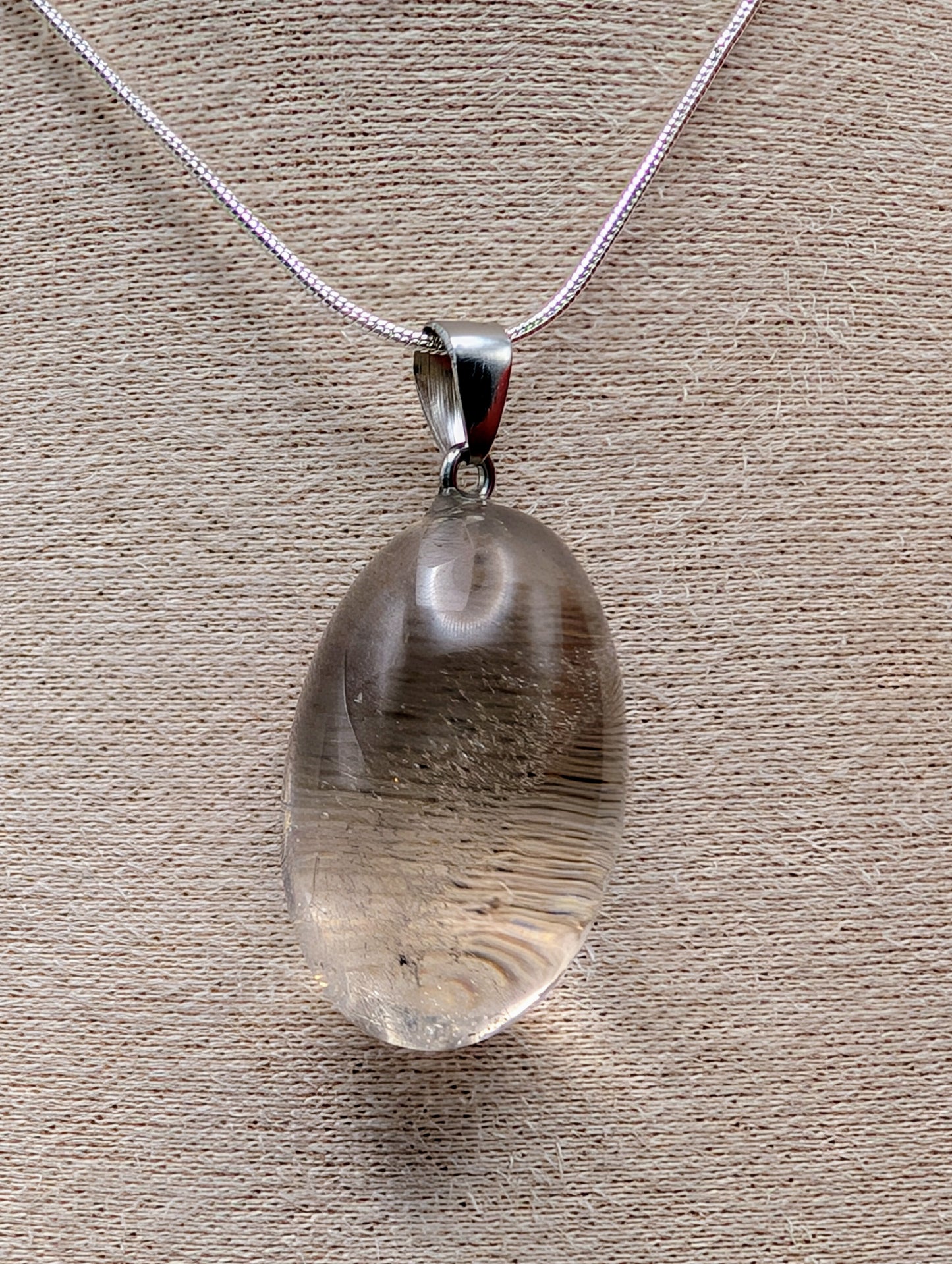Crystal Tumbled Stone Necklace in Various Length Silver Chains
