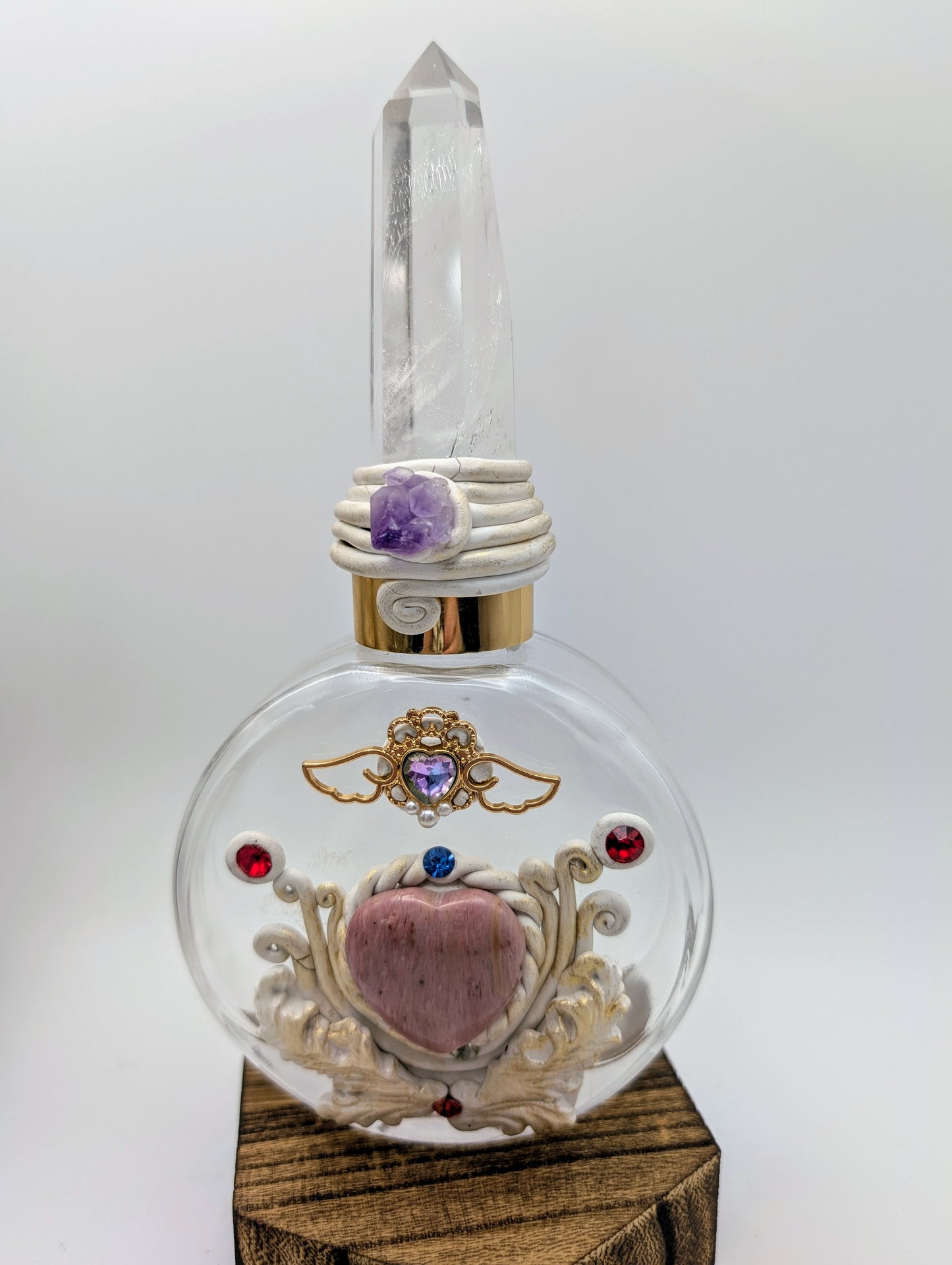 Crystal Infused Glass Bottles with Polished & Raw Stones – Airtight Lid & Tumbles for Moon Water Charging