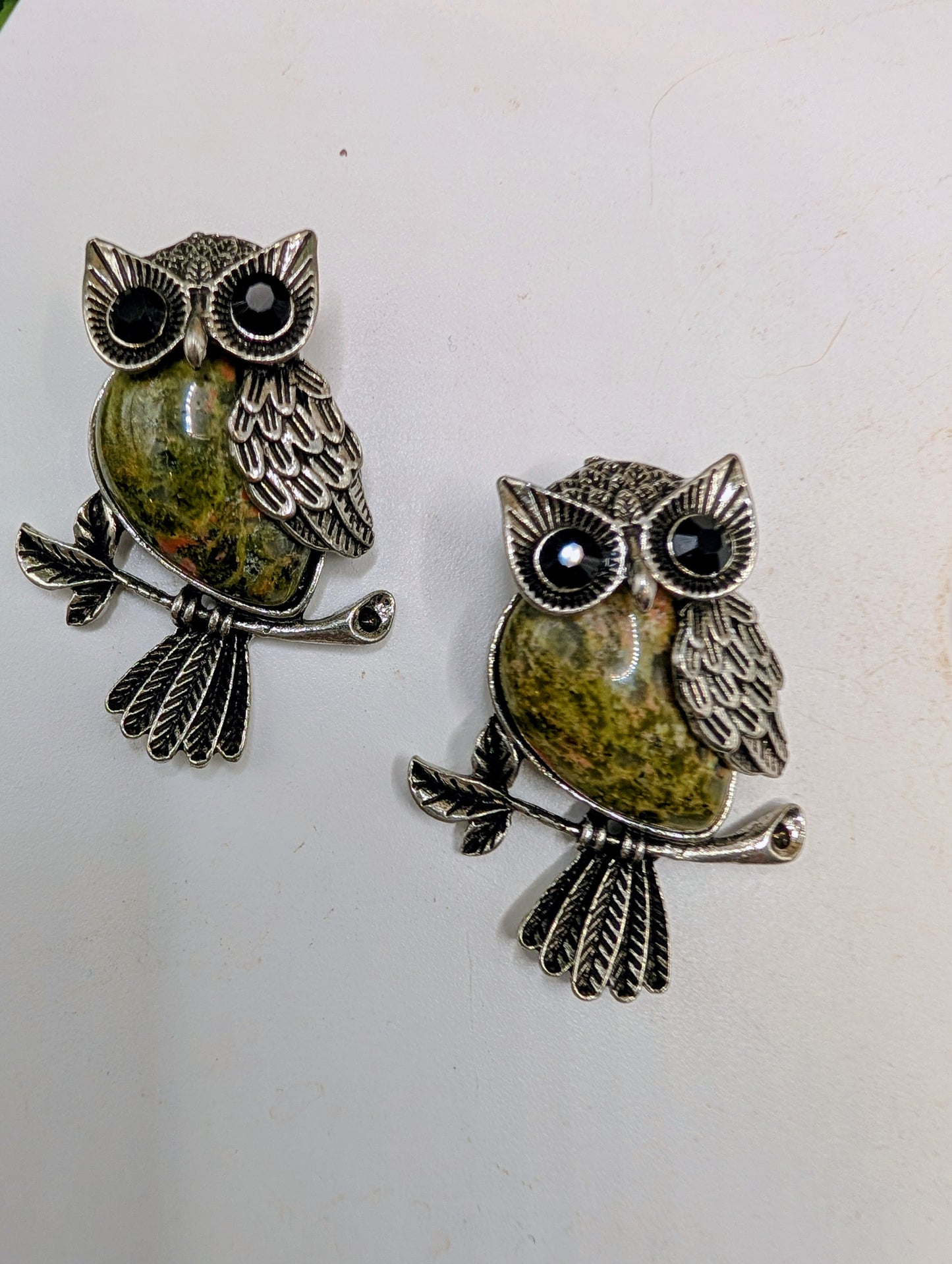 Silver & Crystal Owl Pendants - Gemstone Jewelry
