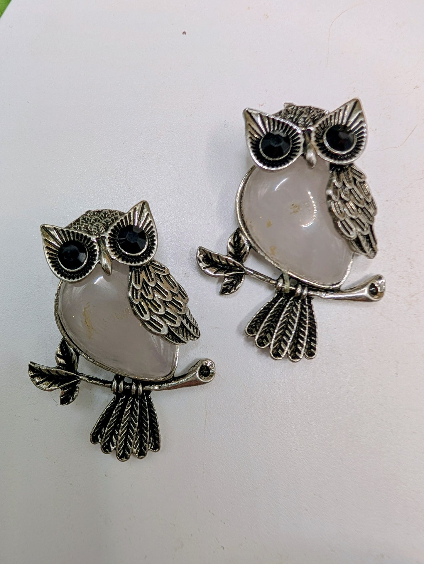 Silver & Crystal Owl Pendants - Gemstone Jewelry