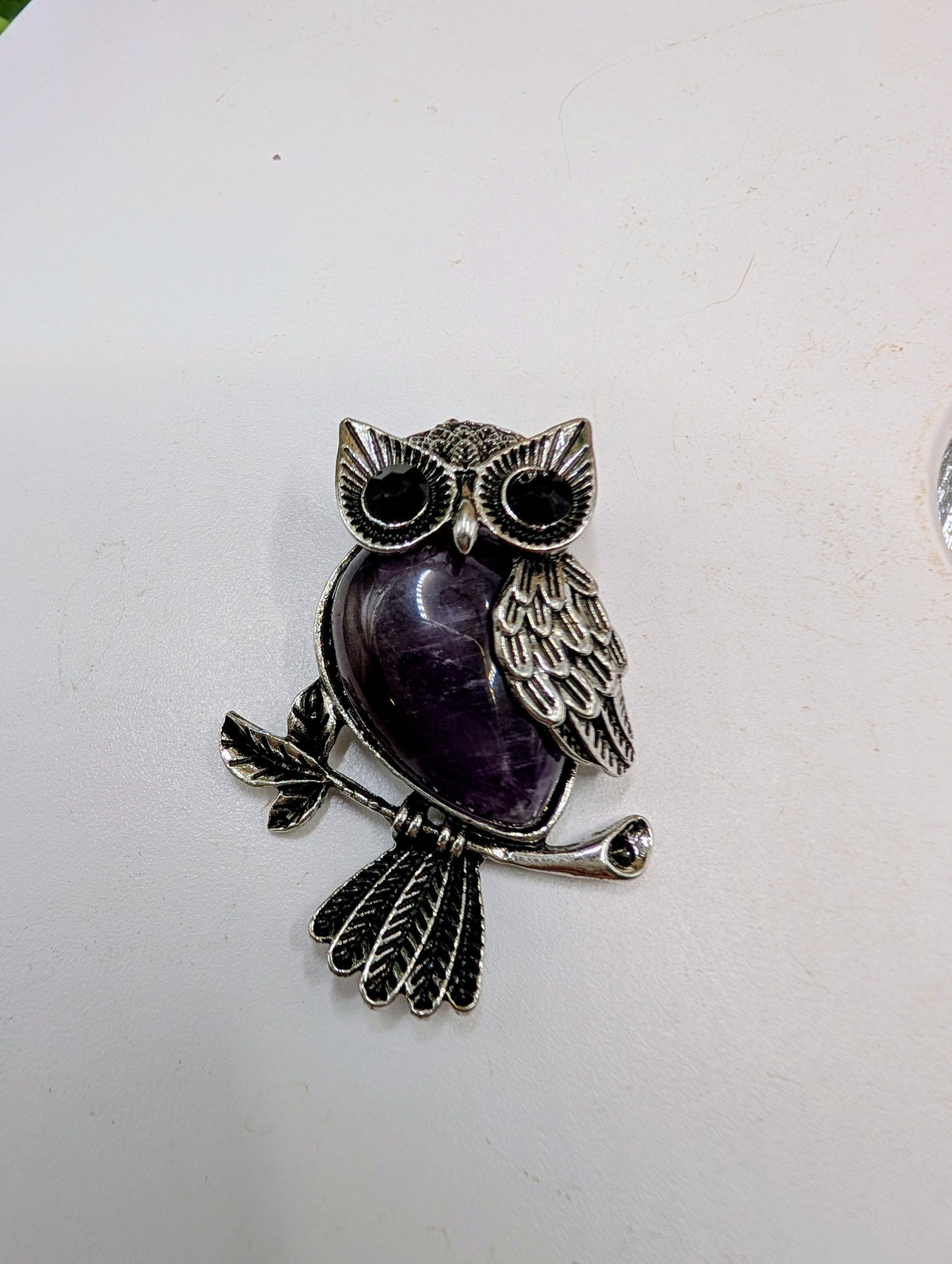 Silver & Crystal Owl Pendants - Gemstone Jewelry