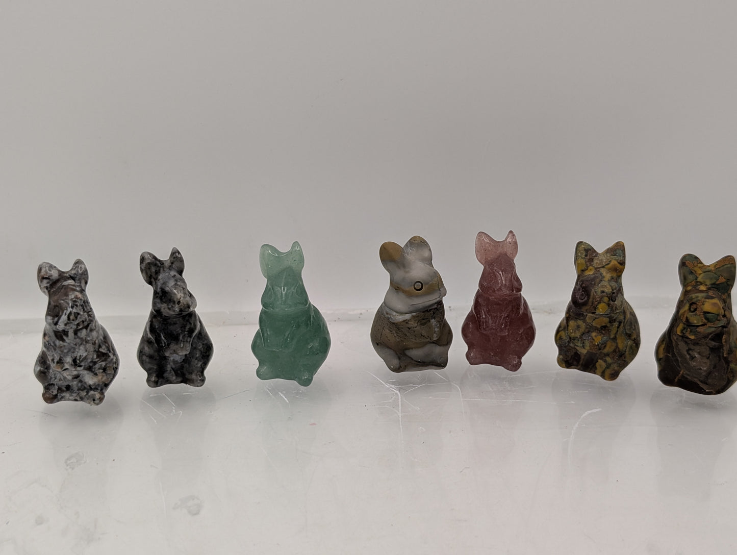 Crystal Rabbit Carvings; Bunnies in Various Stones