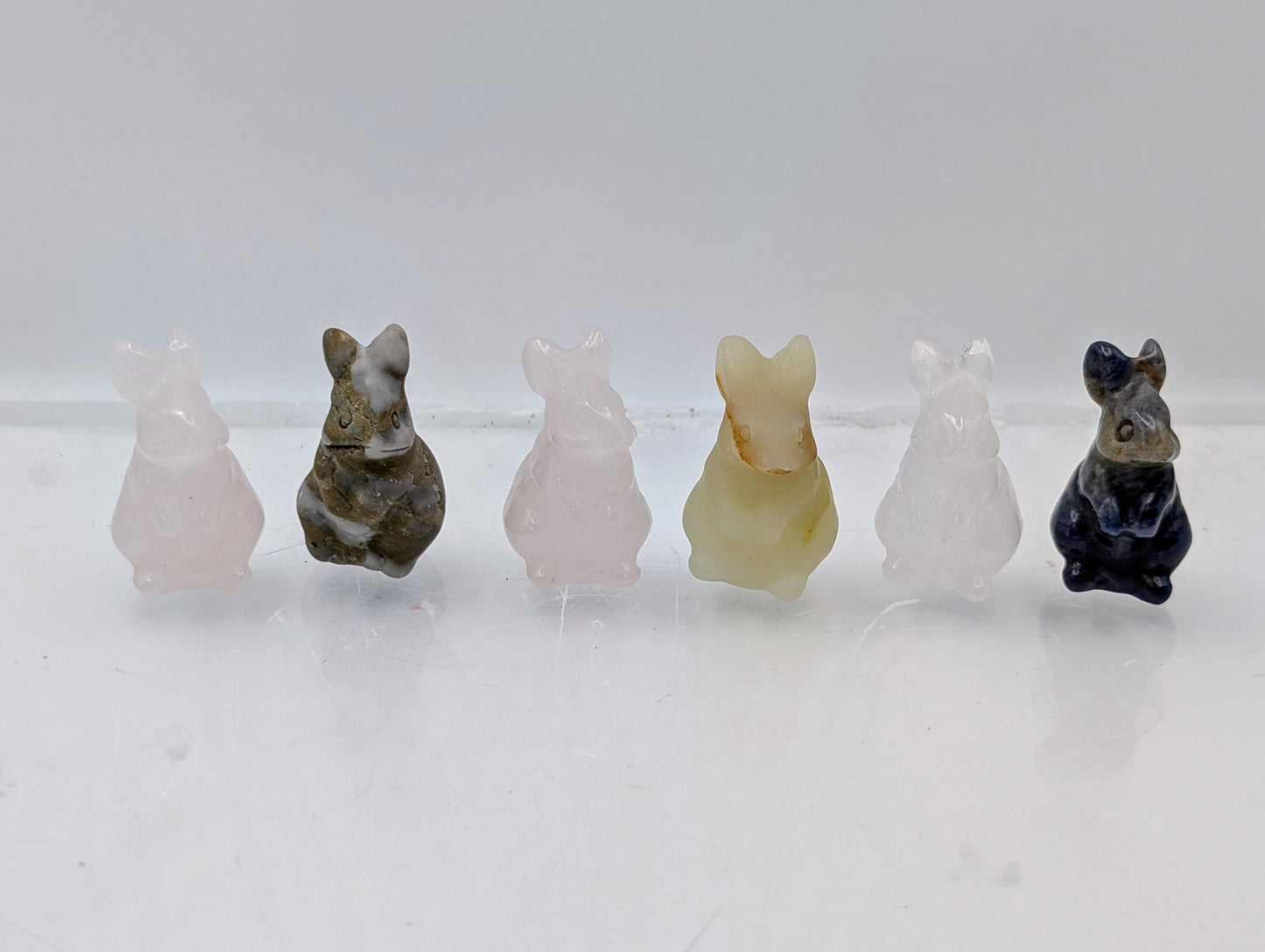 Crystal Rabbit Carvings; Bunnies in Various Stones