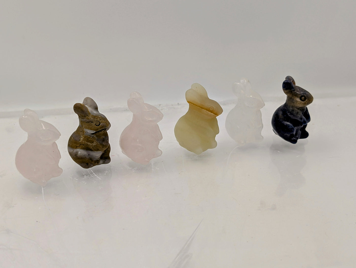 Crystal Rabbit Carvings; Bunnies in Various Stones