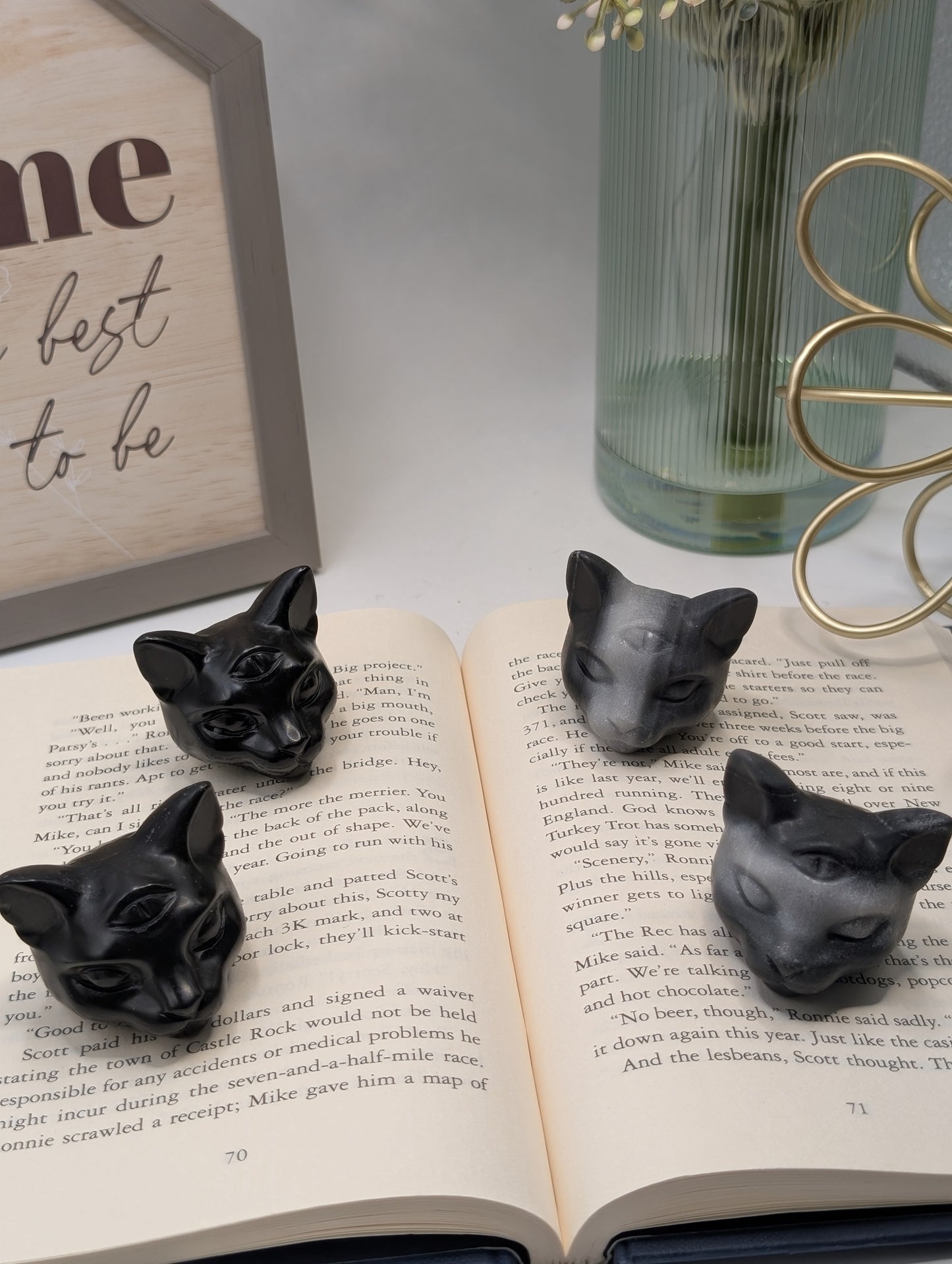 Crystal Cat Head with All-Seeing Eye – Carved Stone Spirit Totem