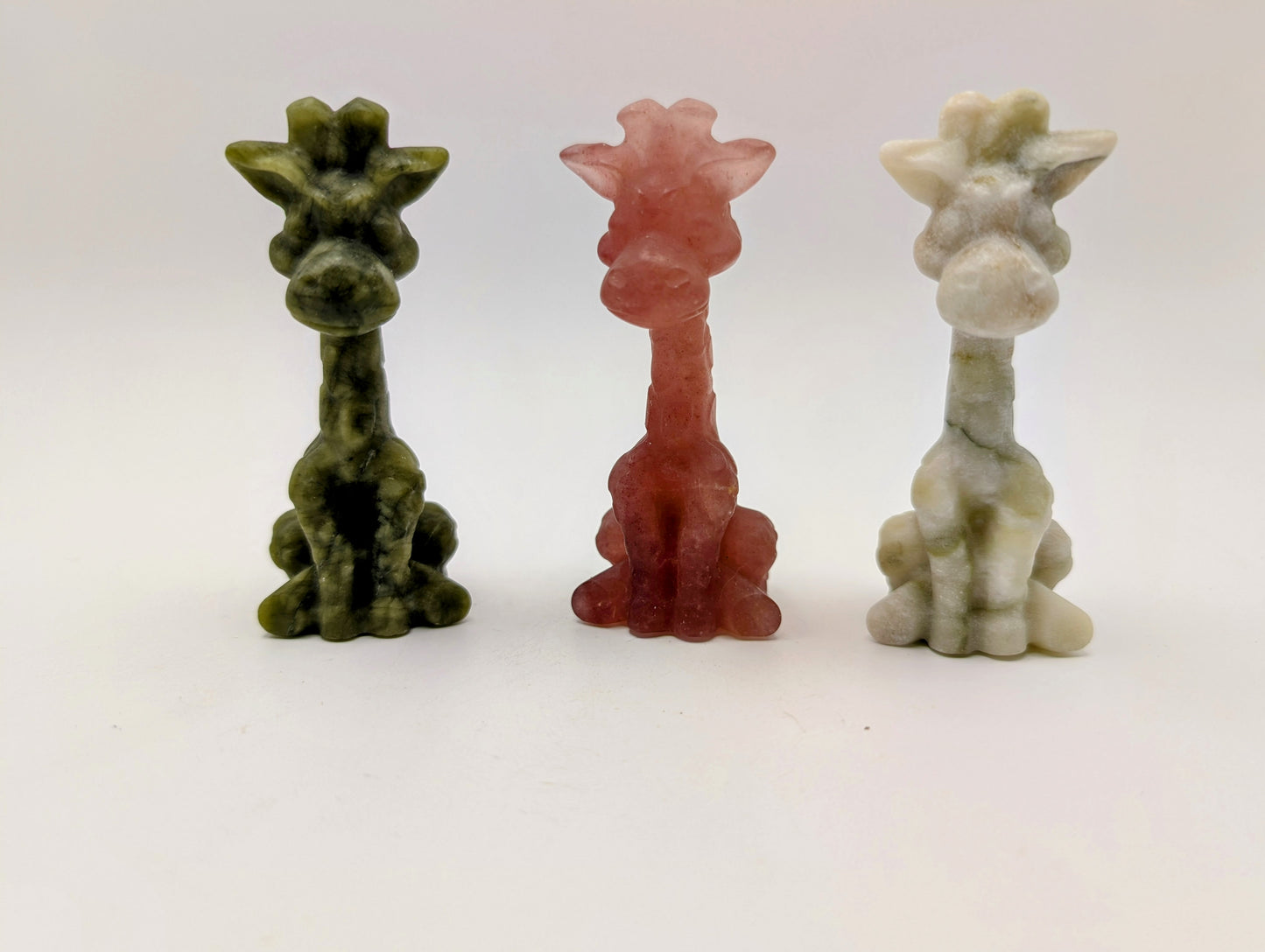 Crystal Giraffe Carvings in Various Stones