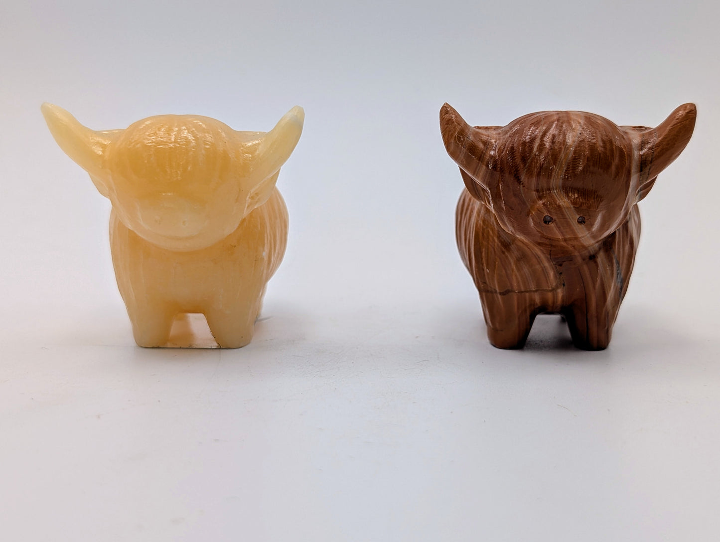 Crystal Highland Cow Carvings in Various Stones