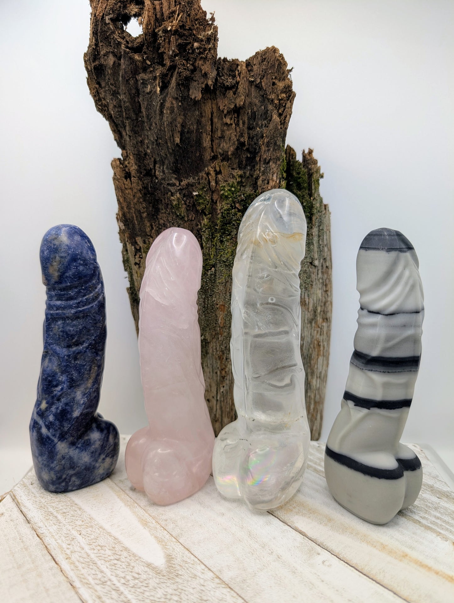 Crystal Carving, Large Phallus - Men's Penis (Garden Quartz, Sodalite, Rose Quartz, Zebra Jasper)
