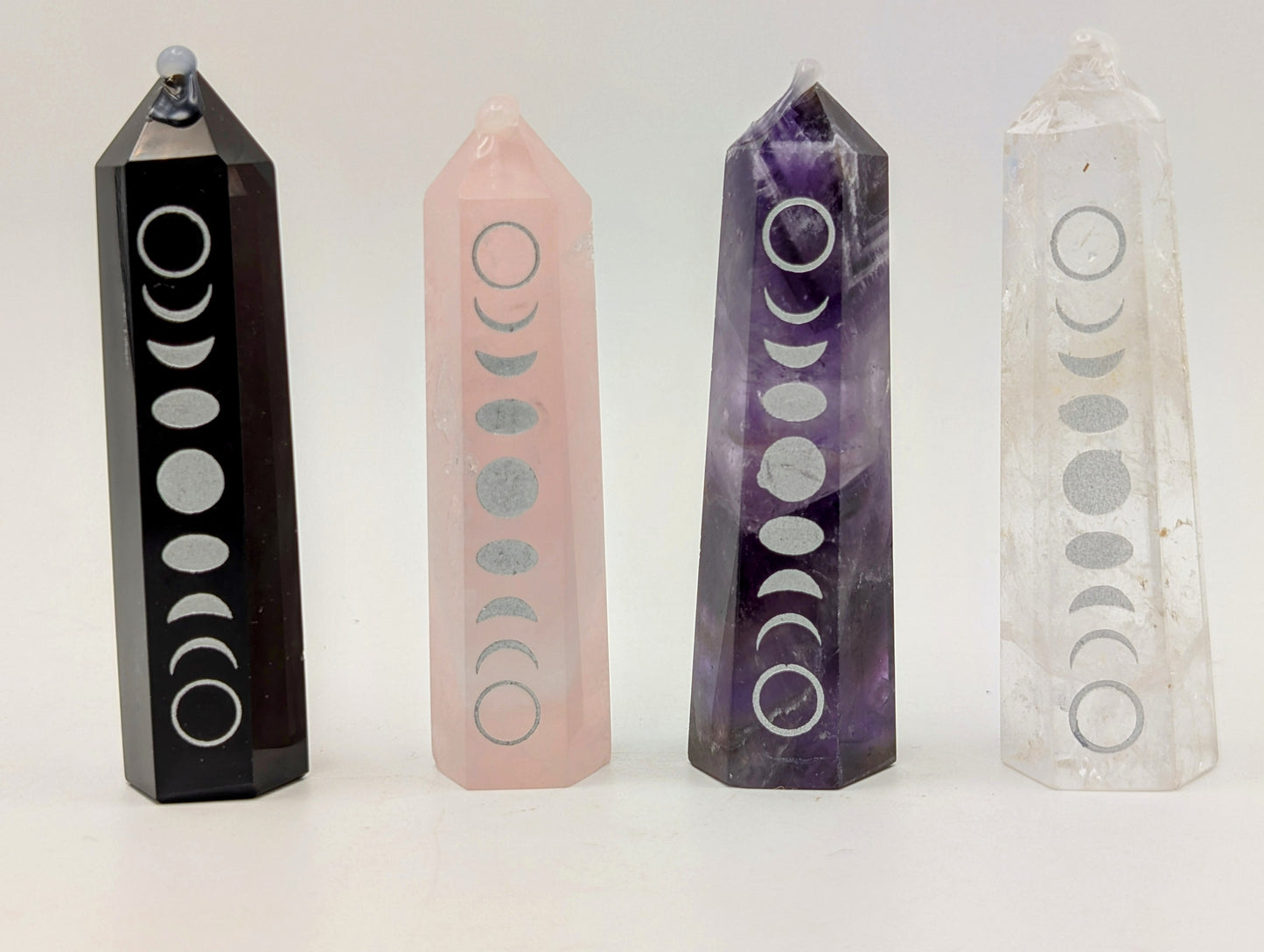 Crystal Points with Moon Cycles - 3" size Towers