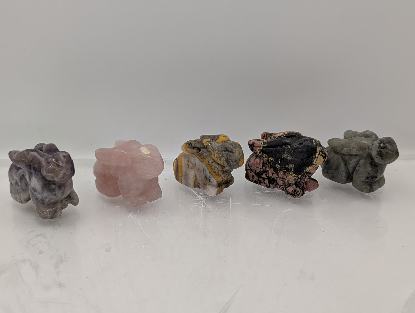 Crystal Rabbit Carvings; Bunnies in Various Stones