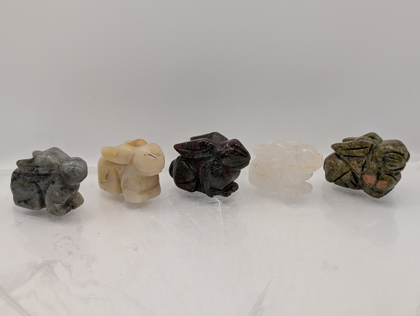 Crystal Rabbit Carvings; Bunnies in Various Stones