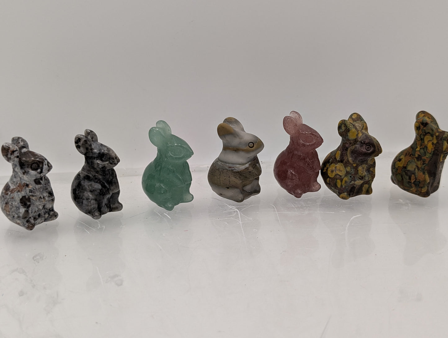 Crystal Rabbit Carvings; Bunnies in Various Stones