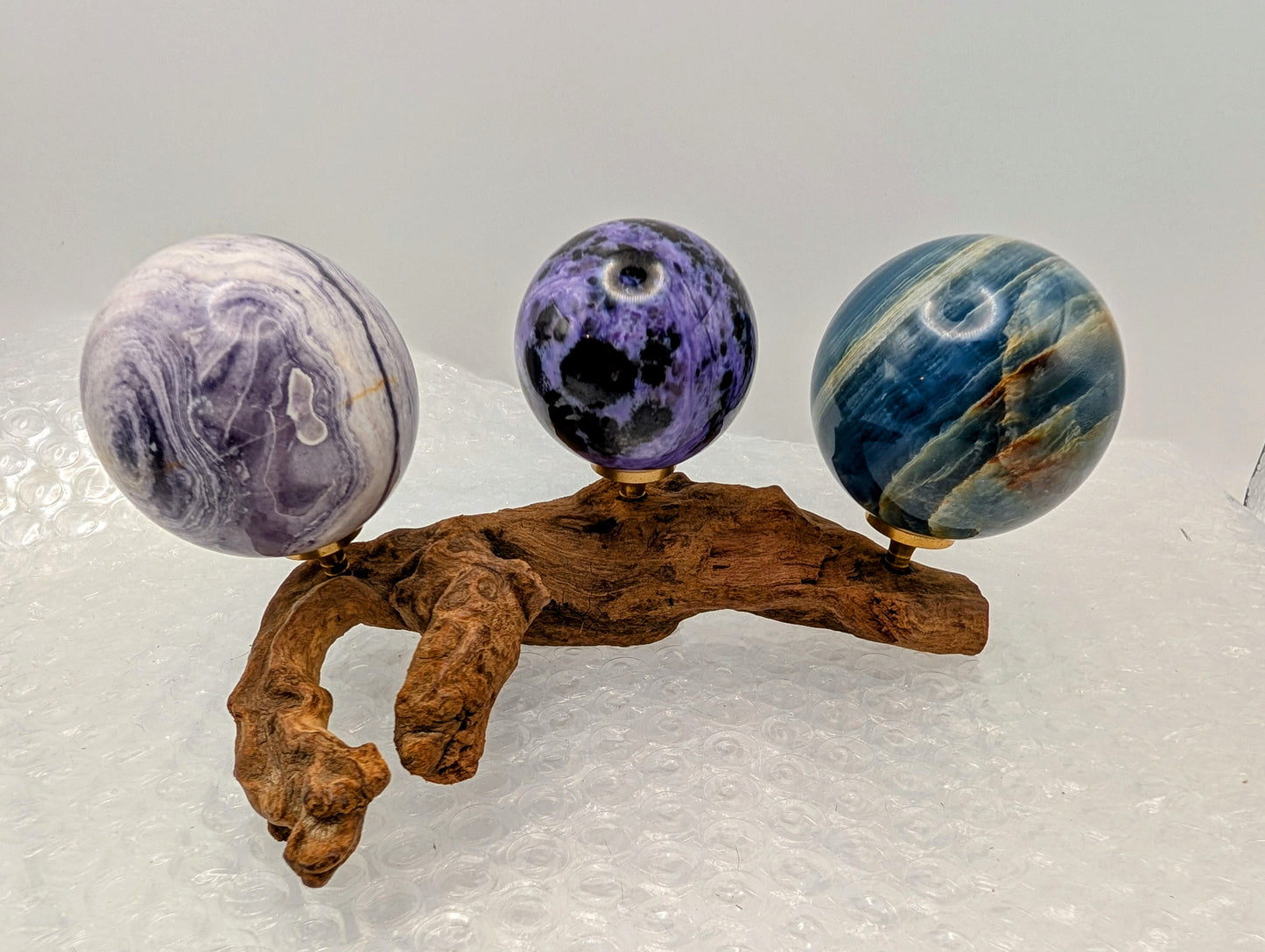 Natural Drift Wood Sphere Stands