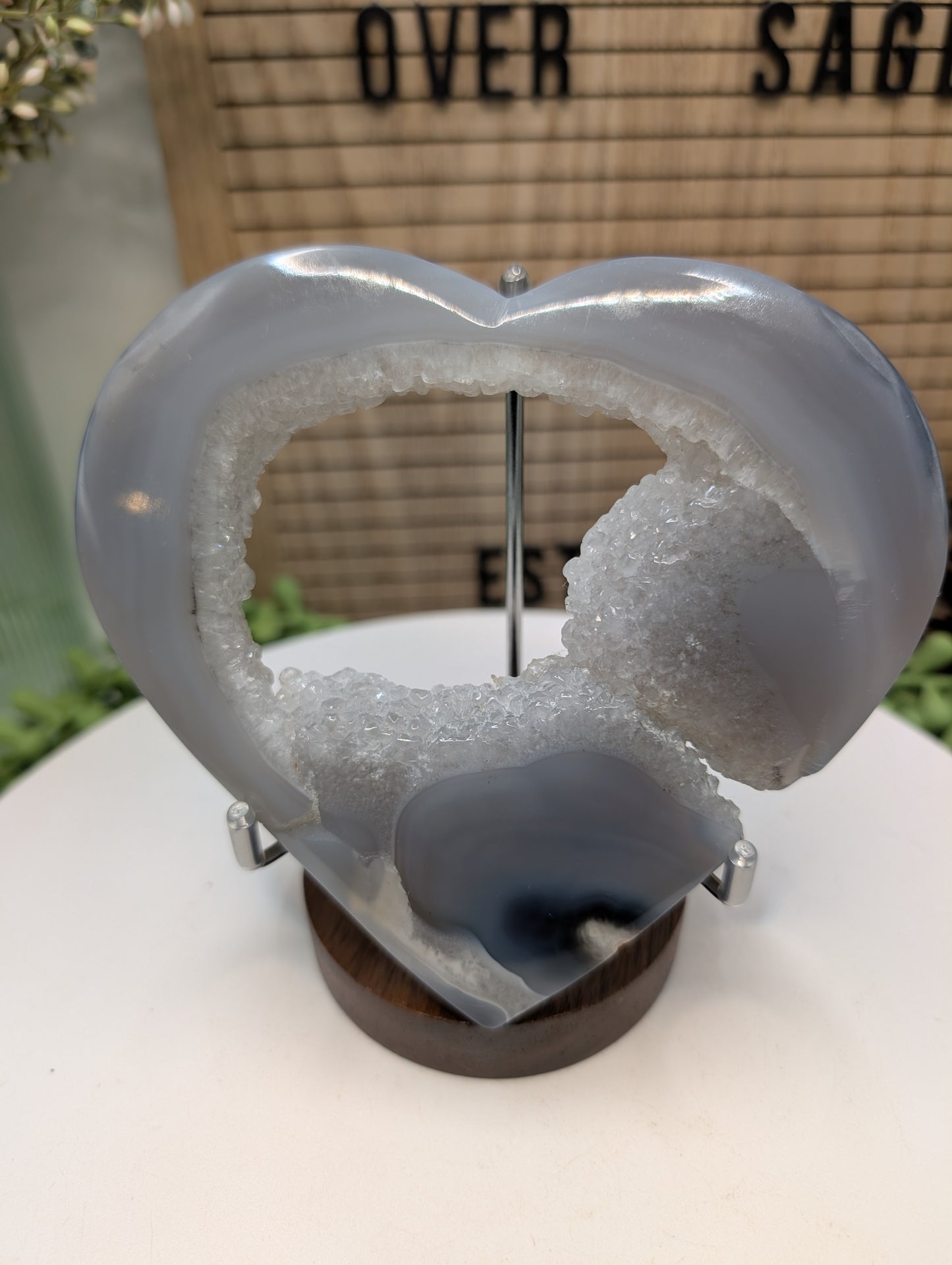 Large Druzy Agate Heart