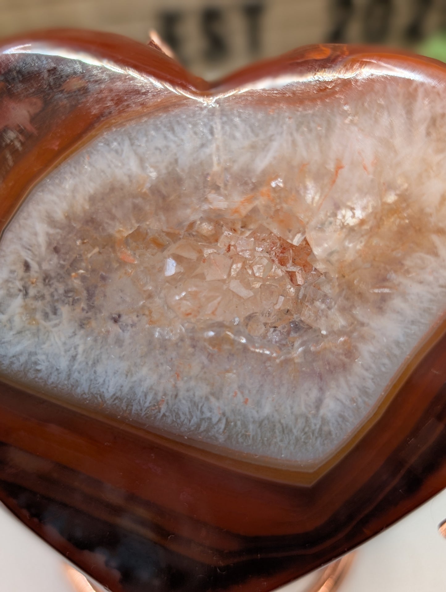 Carnelian Druzy Heart