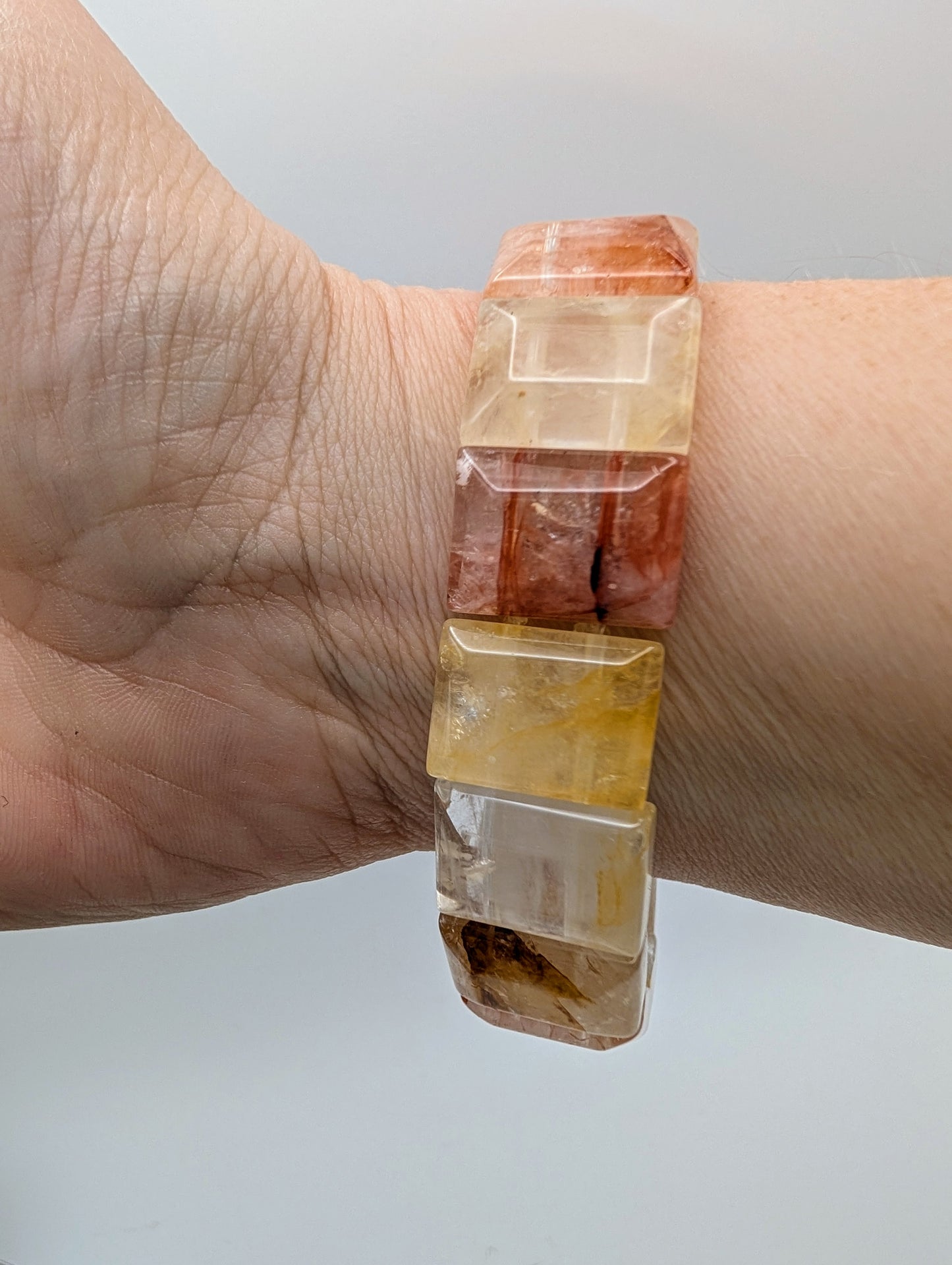 Fire Quartz with Golden Healer Bangle Bracelet