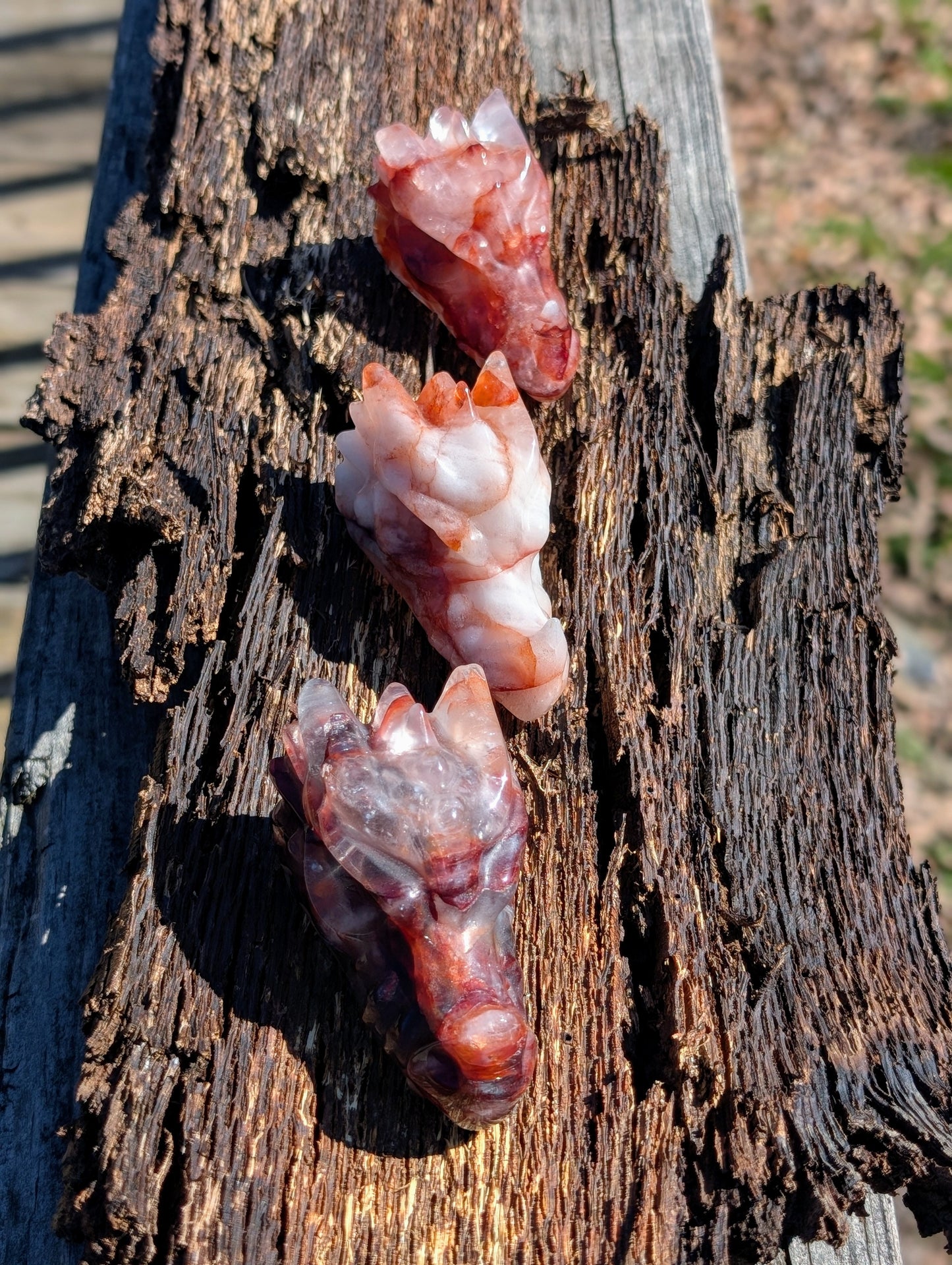 Fire Quartz Crystal Dragon Heads