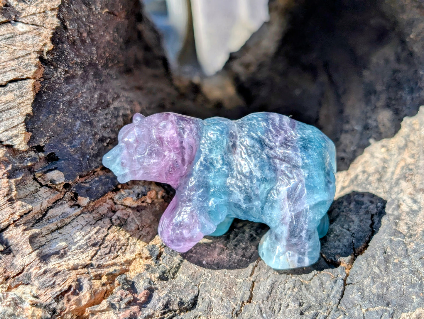 Fluorite Bear Carving
