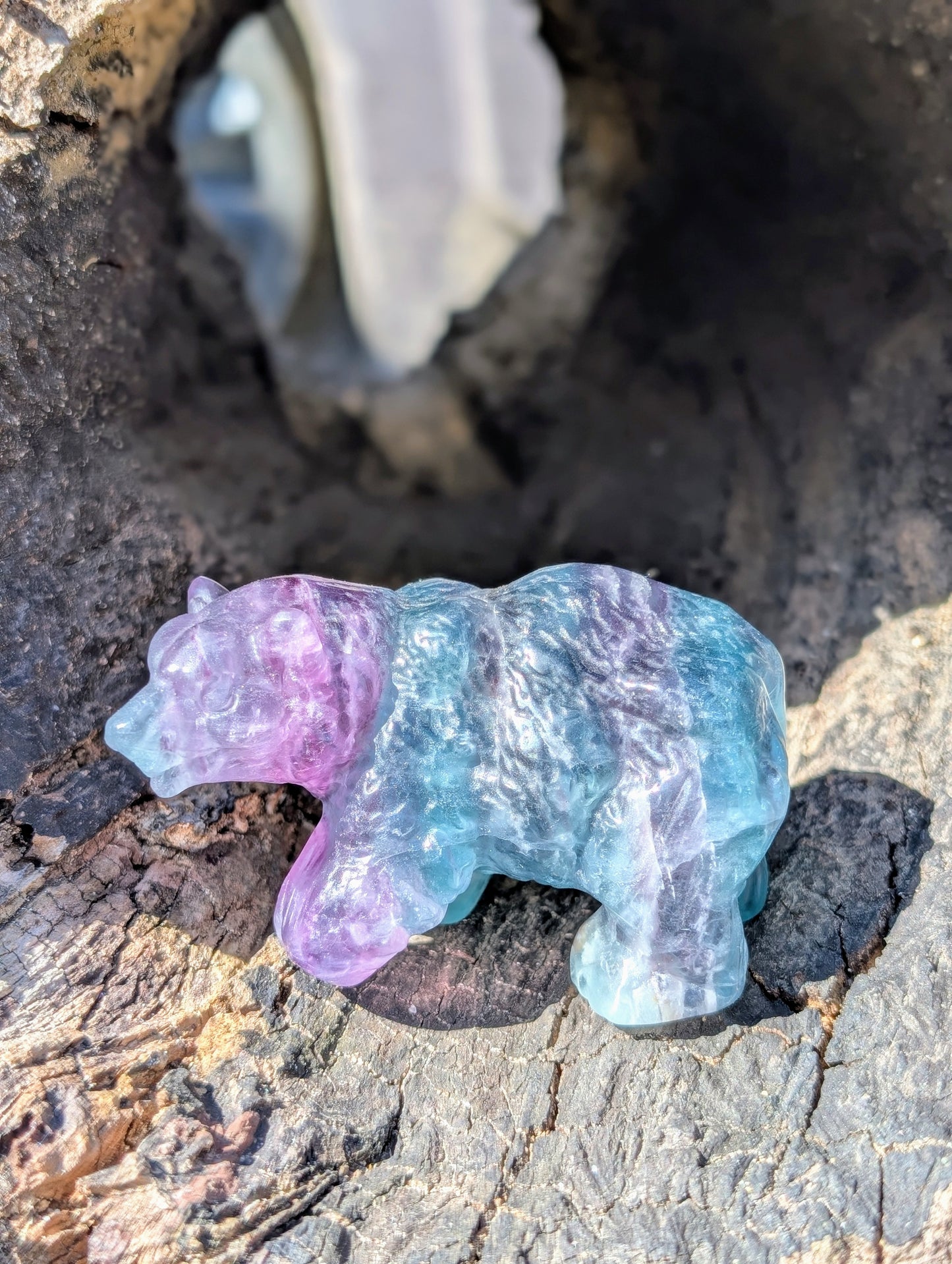 Fluorite Bear Carving