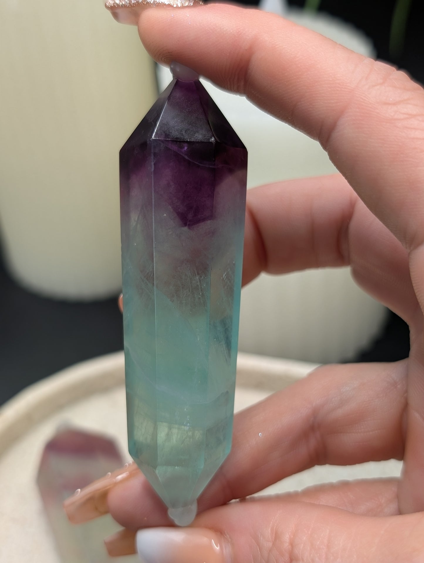 Fluorite Double Terminated Points in Greens, Yellows, Blues and Purple!