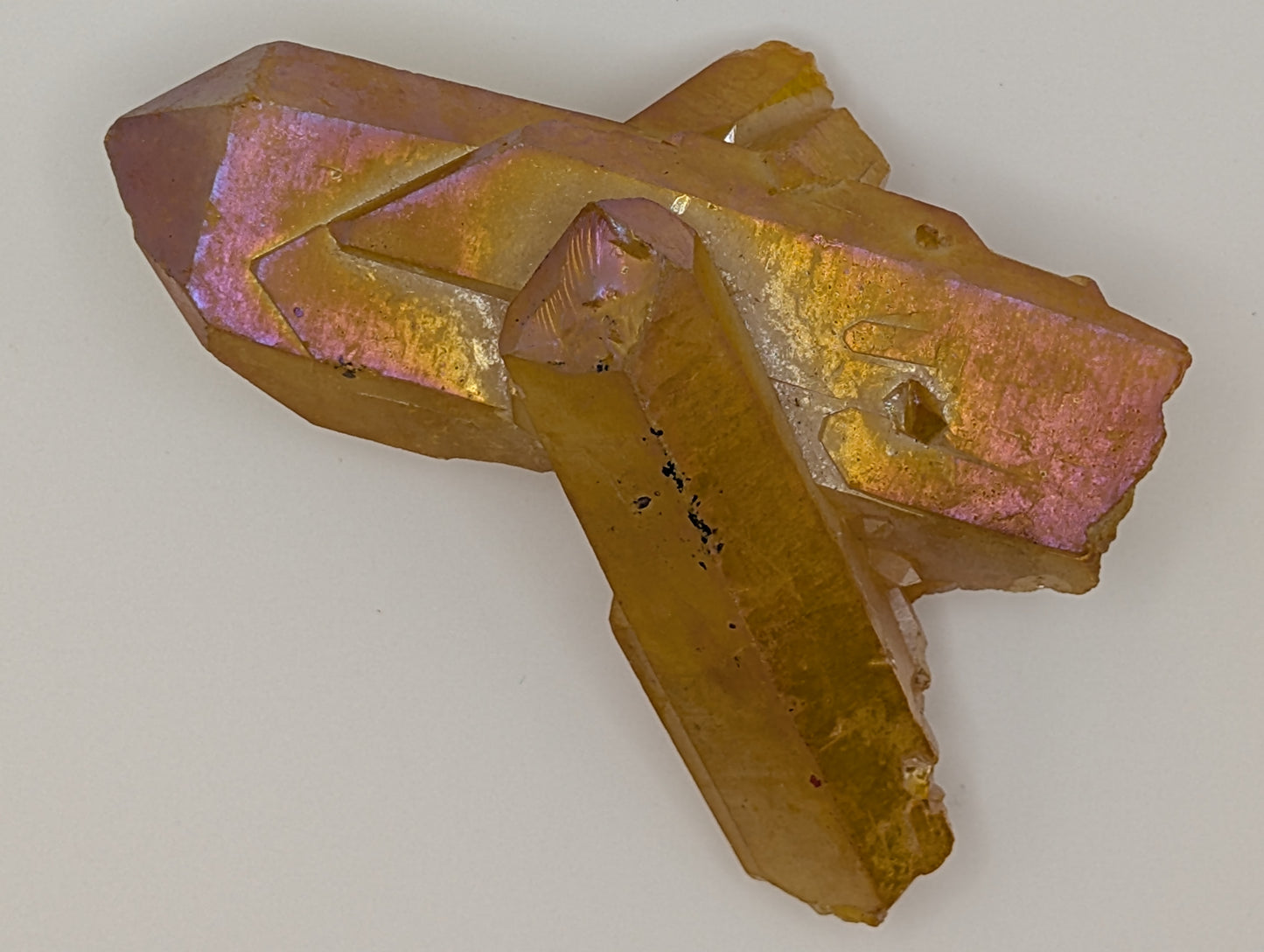 Golden Yellow & Pink Angel Aura Quartz Cluster