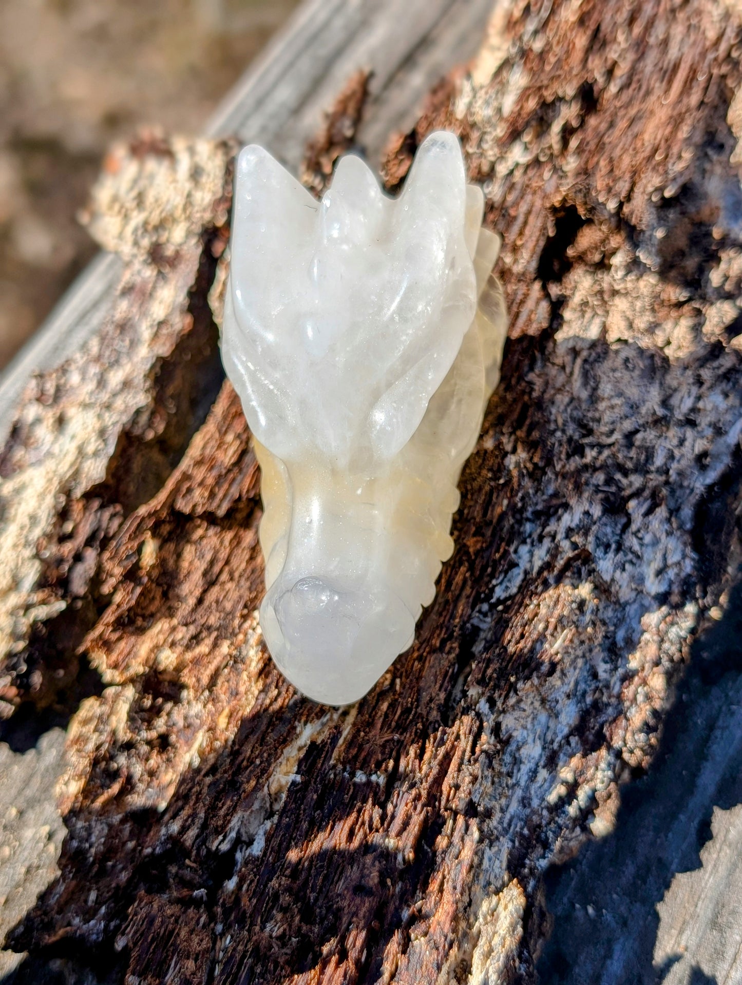 Golden Healer Quartz Dragon Head Carving