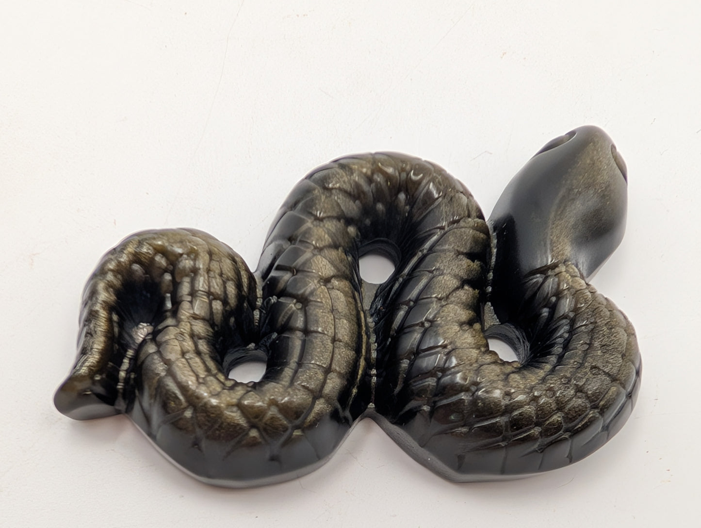 Black, Silver or Golden Obsidian Snake Carvings