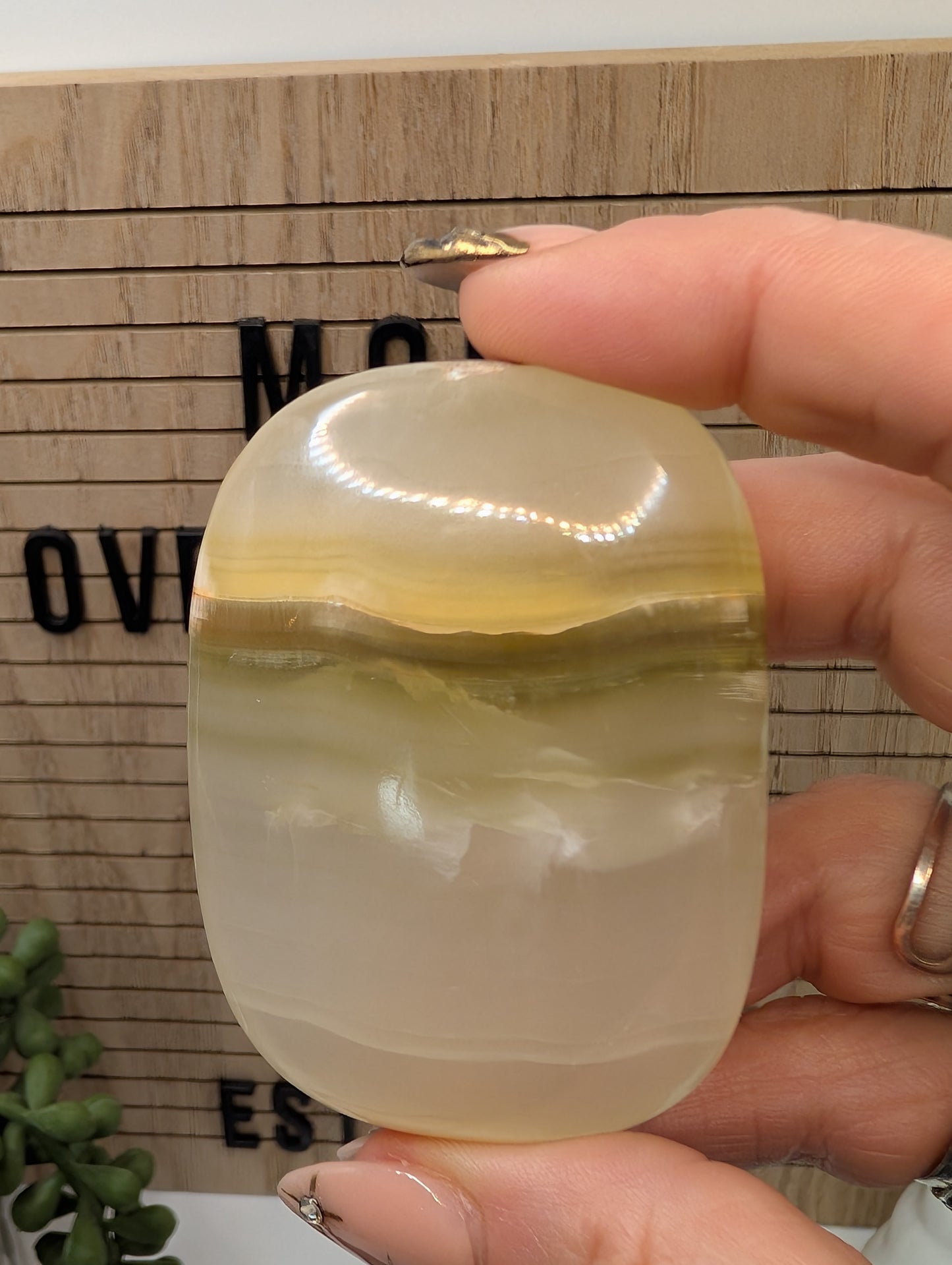 Green Banded Onyx Palm Stones - Stunning Banded HQ Stones from Pakistan!