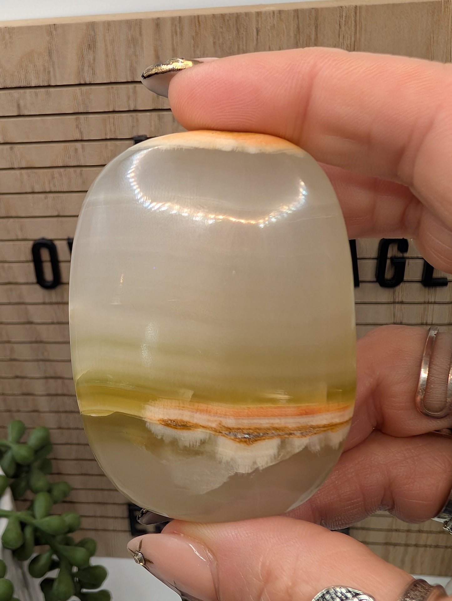 Green Banded Onyx Palm Stones - Stunning Banded HQ Stones from Pakistan!