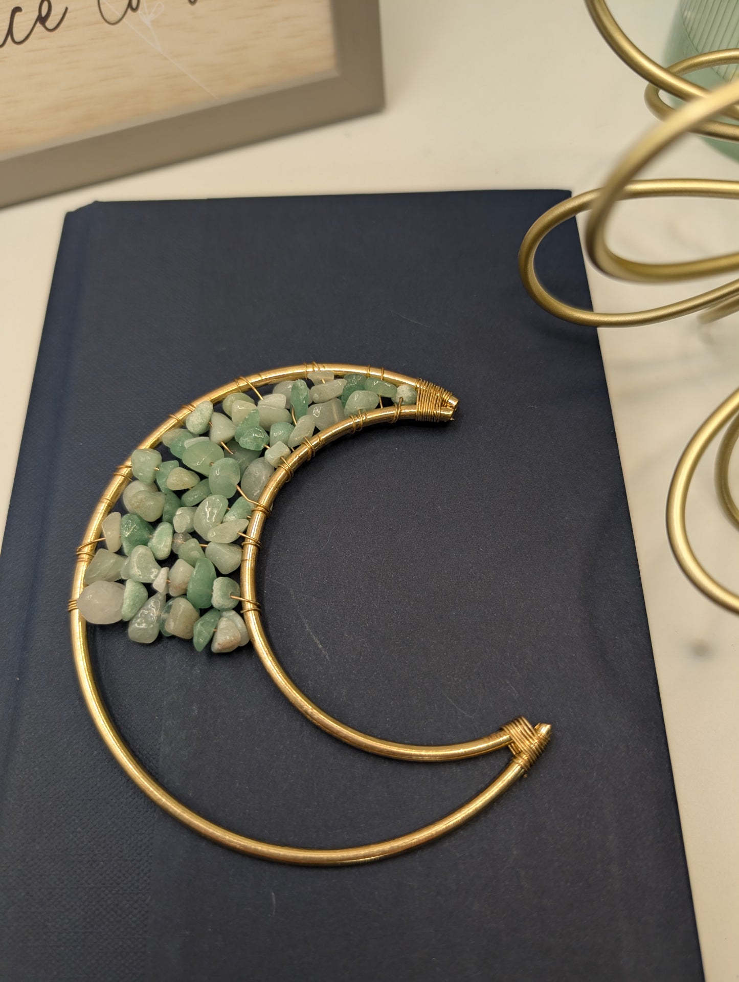 Copper Crescent Moons with Crystal Chips - Embrace the Celestial Magic!