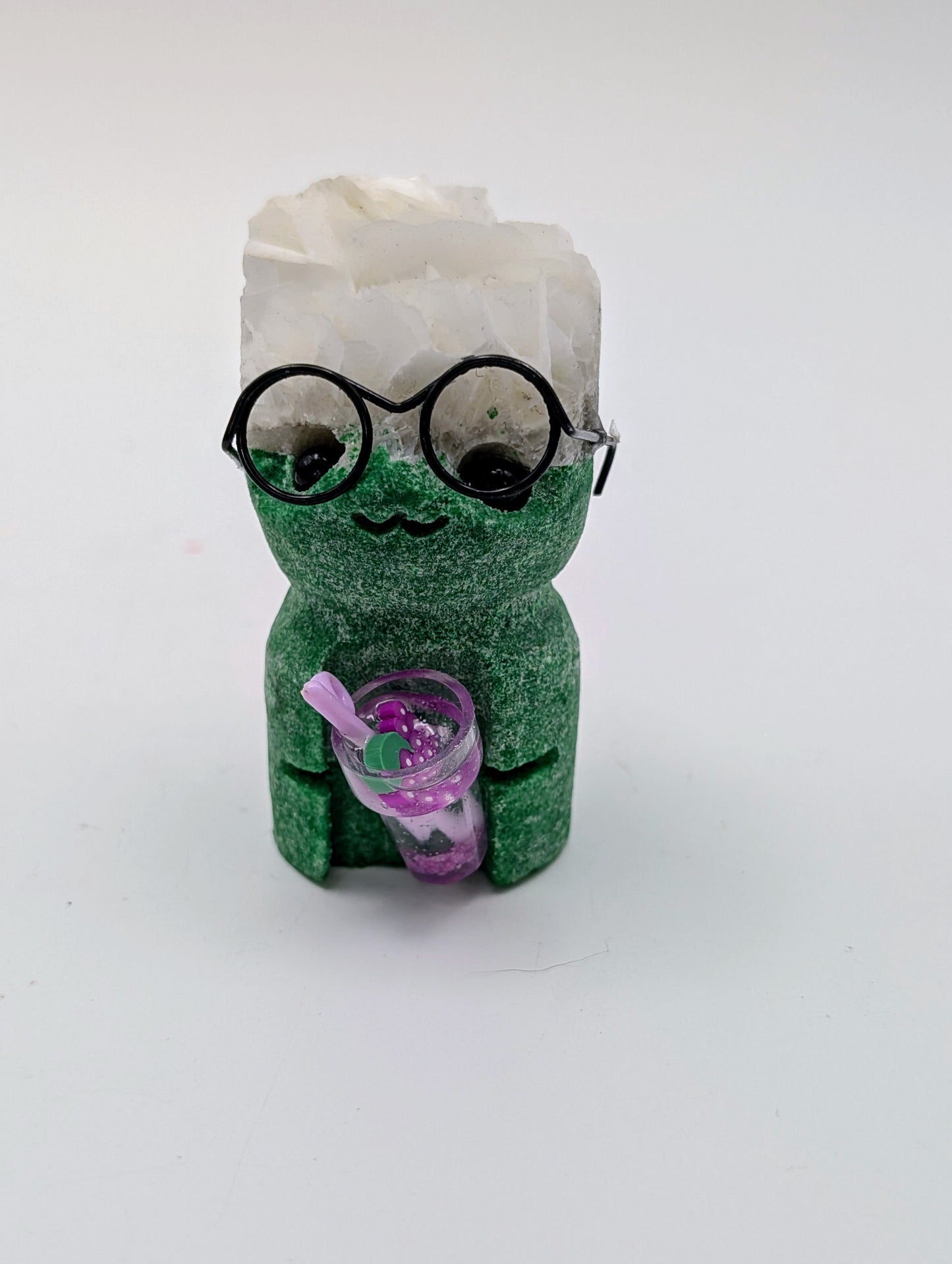 Bright Colored Crystal Hedgehog Rock Buddies Holding Drinks or Snacks