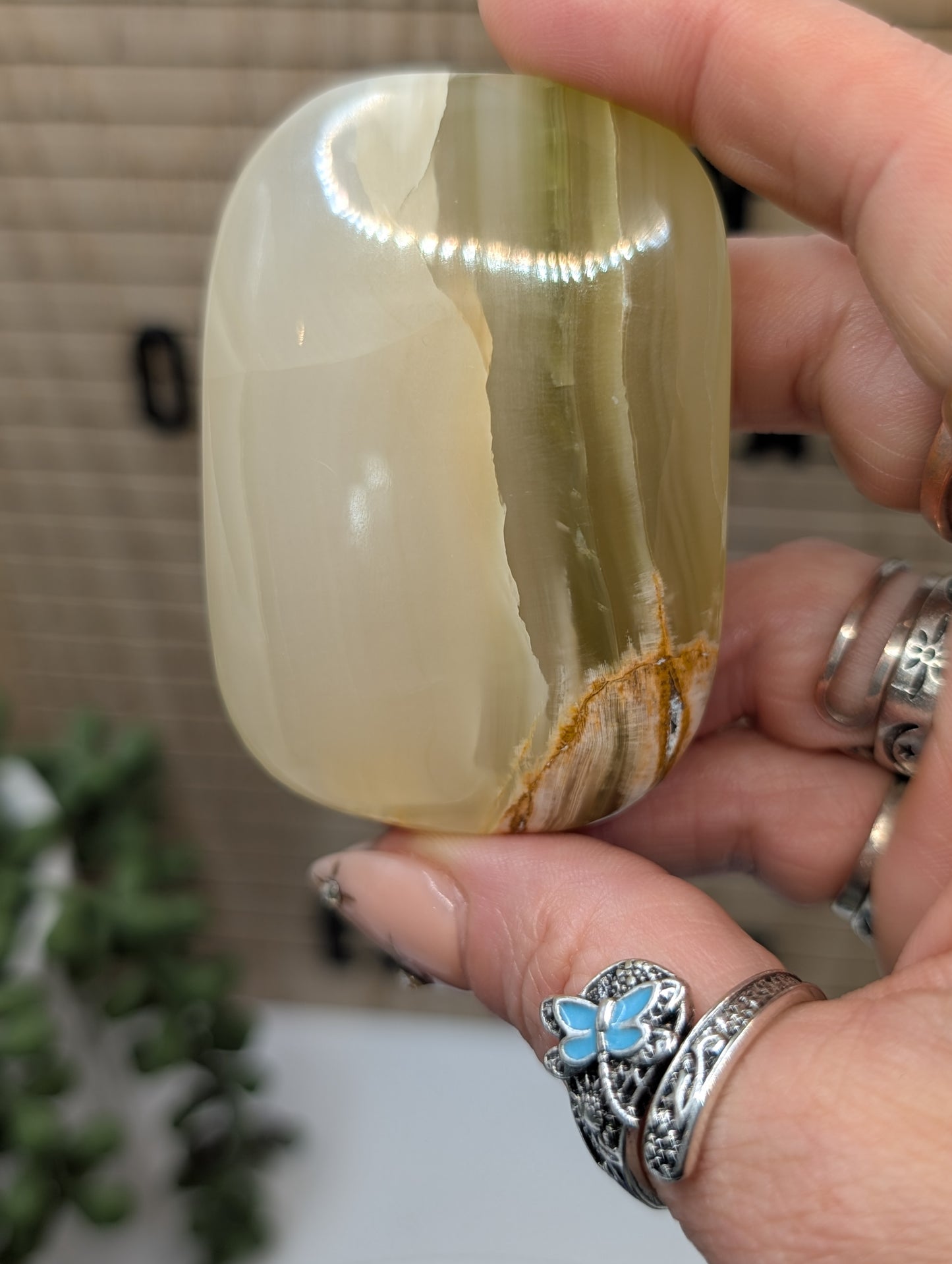 Green Banded Onyx Palm Stones - Stunning Banded HQ Stones from Pakistan!