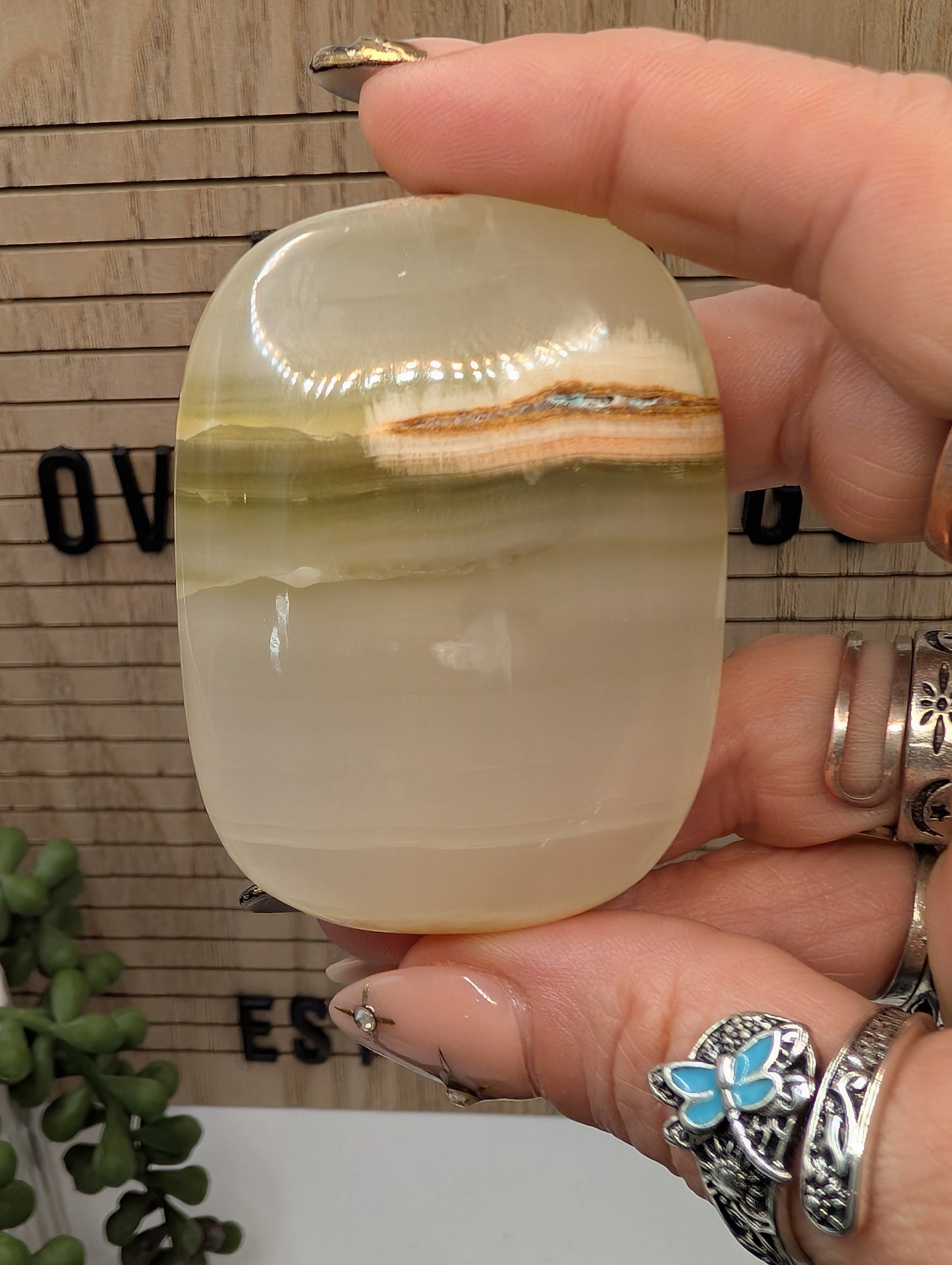 Green Banded Onyx Palm Stones - Stunning Banded HQ Stones from Pakistan!