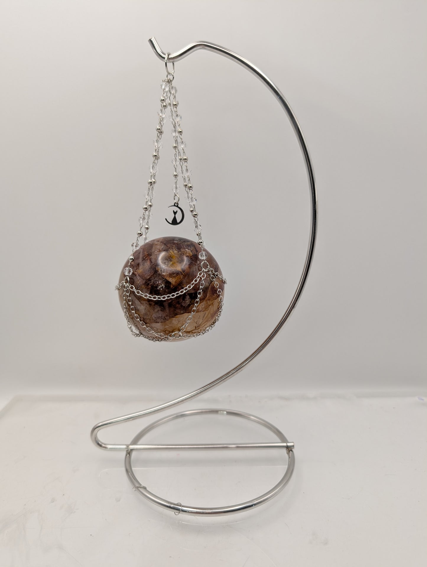 Metal Hanging Sphere Stands in Silver