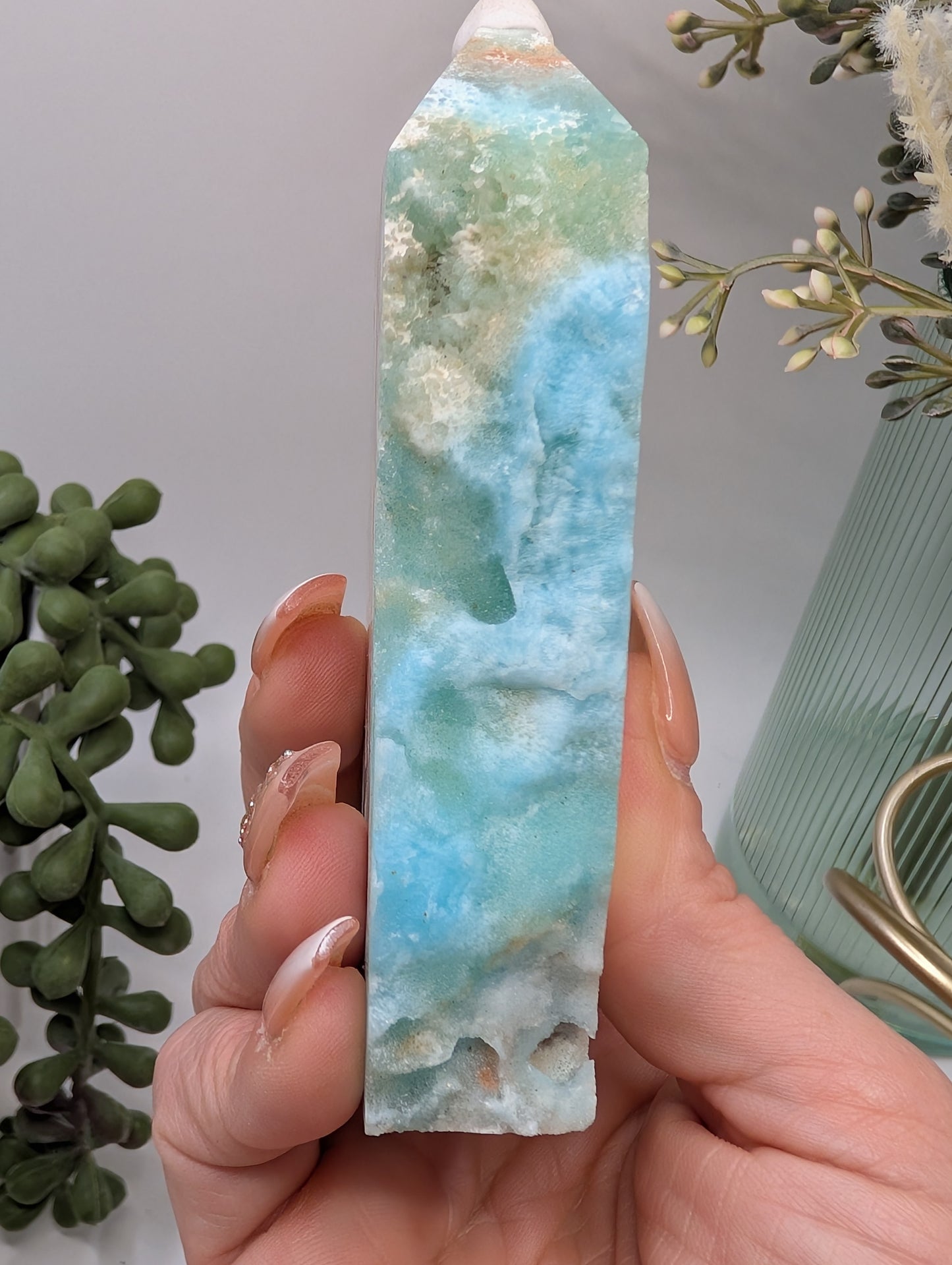 Hemimorphite Tower - Whispering Waters Crystal Point