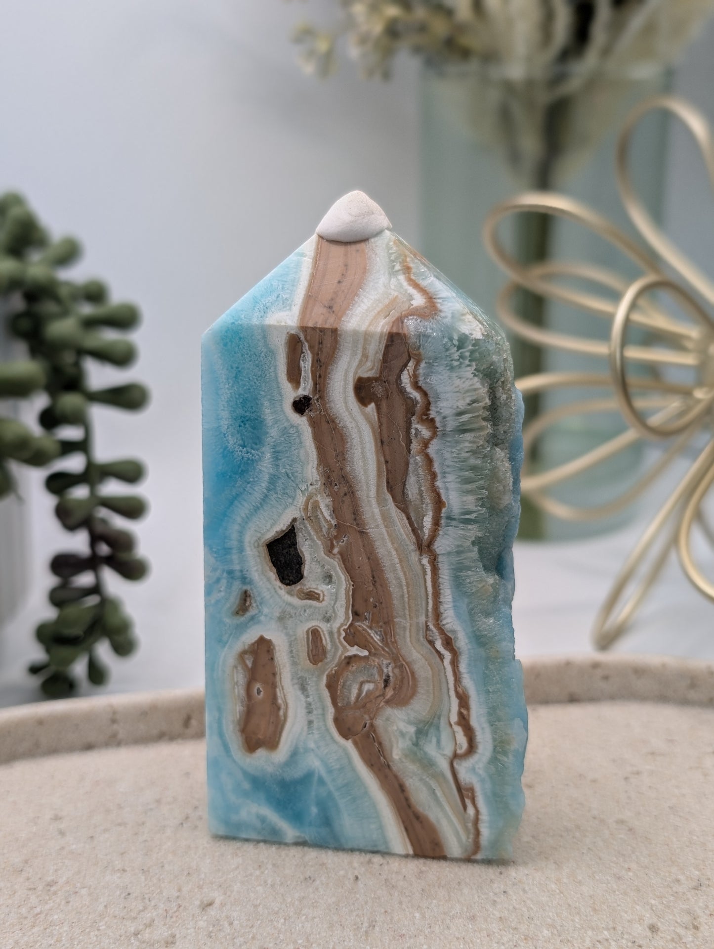 Hemimorphite Tower - Whispering Waters Crystal Point