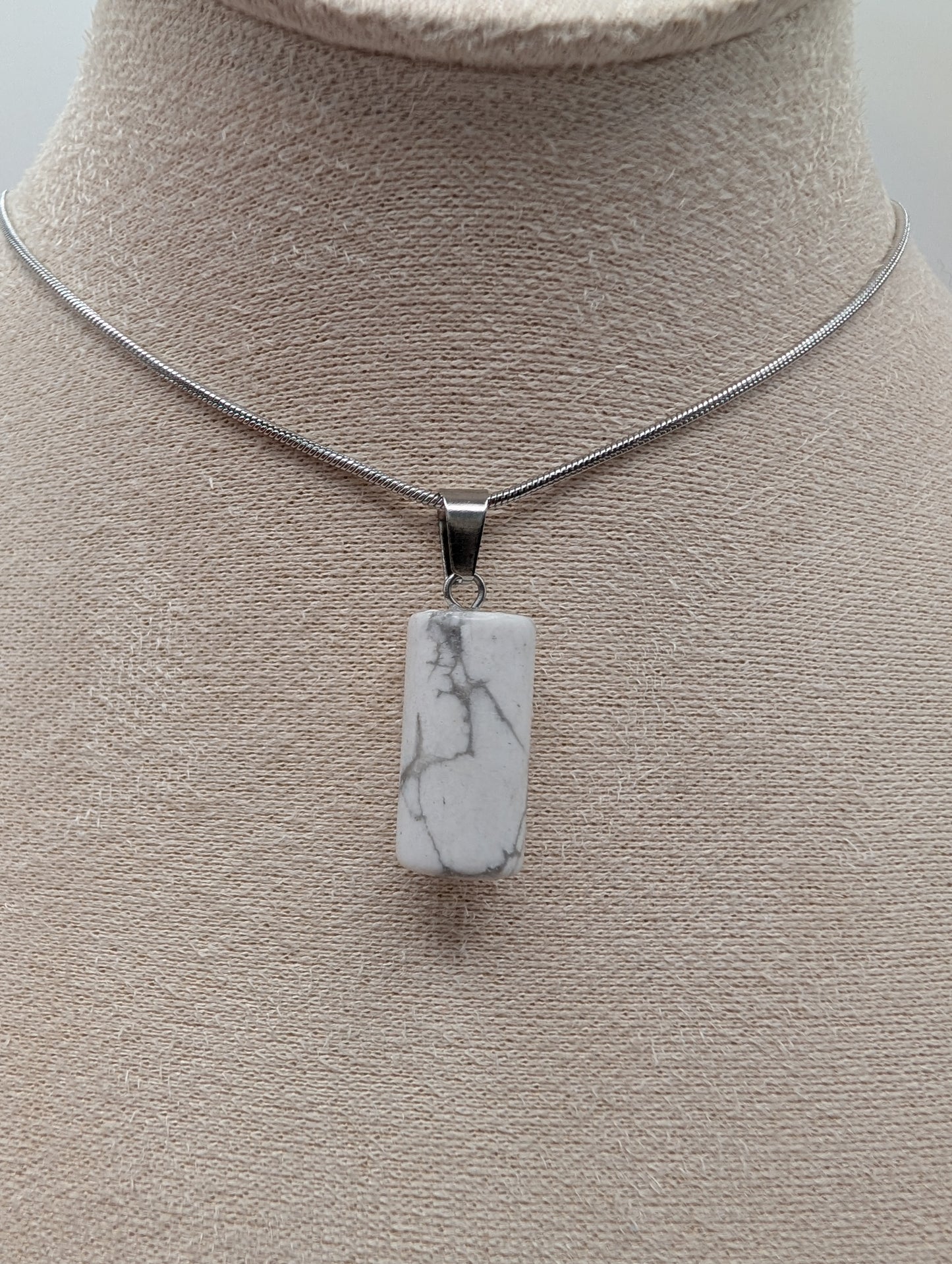 Crystal Barrel Bead Pendant Necklace on a 16" Silver Chain
