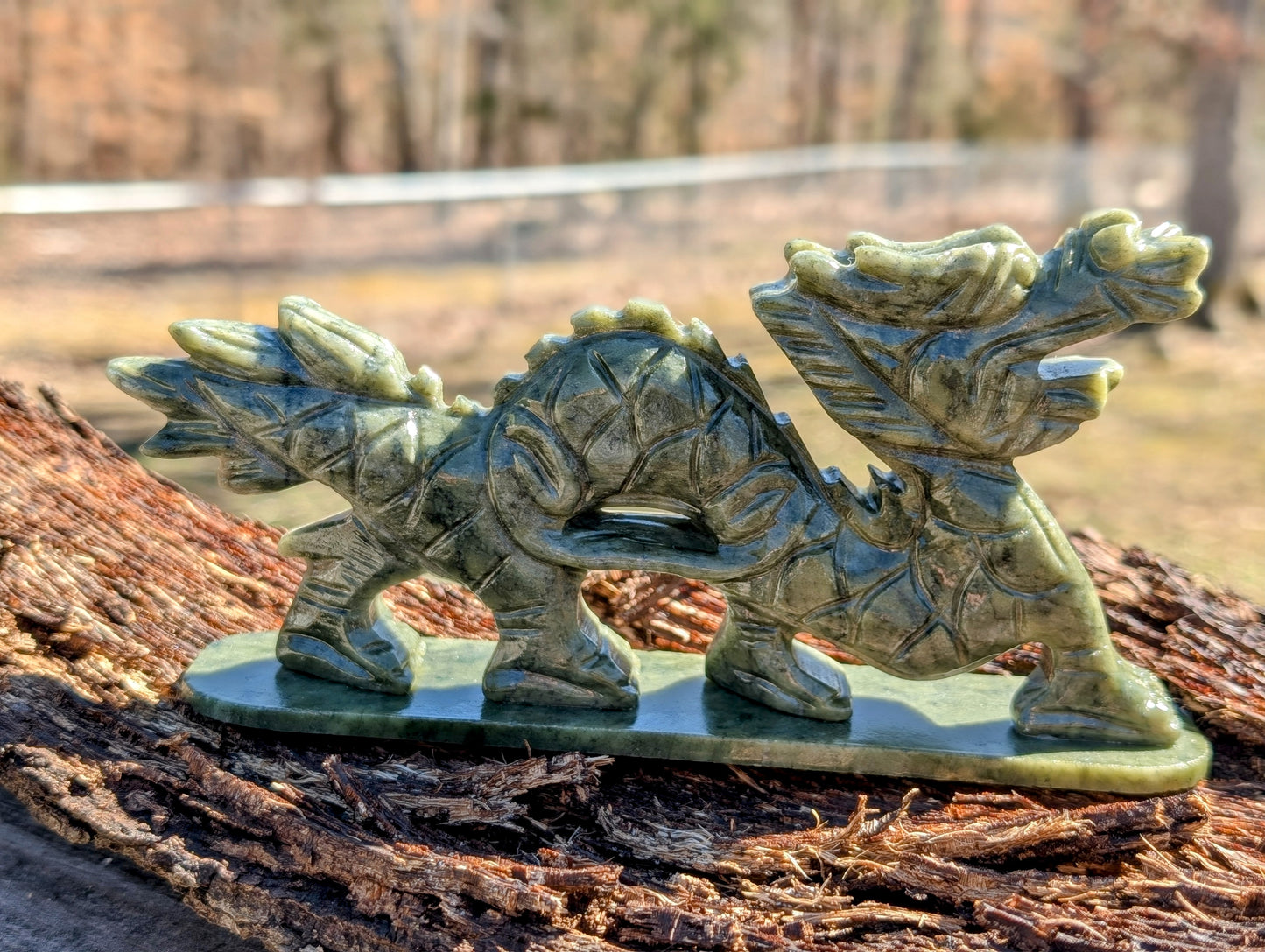 Serpentine Jade Dragon Statue