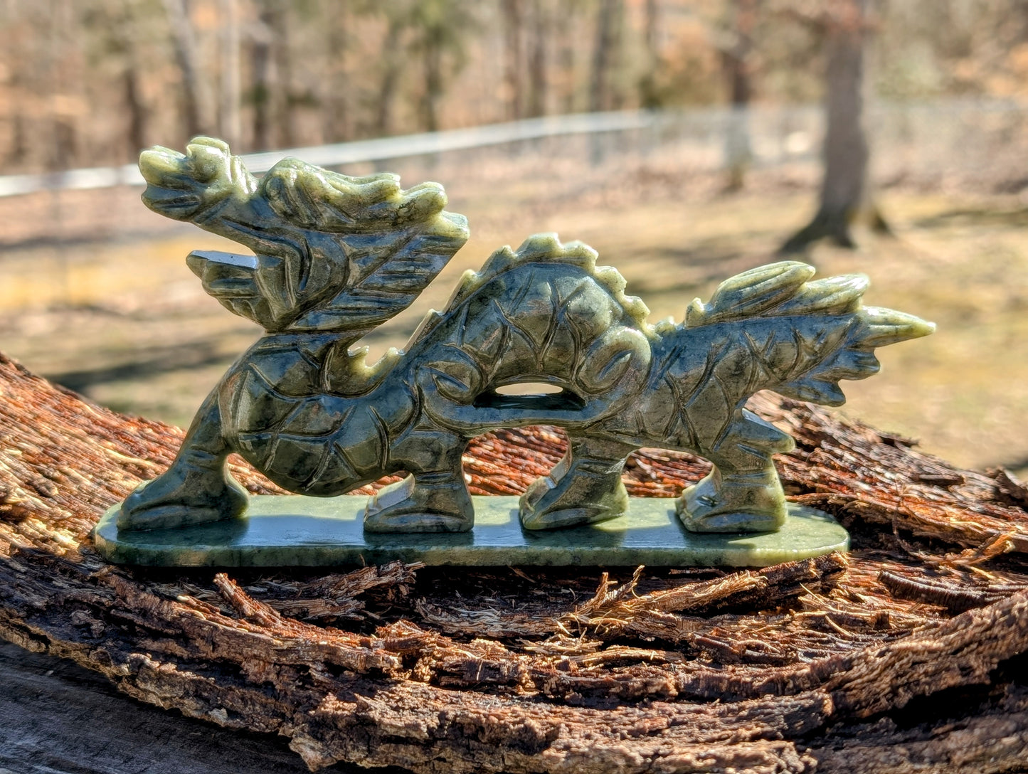 Serpentine Jade Dragon Statue