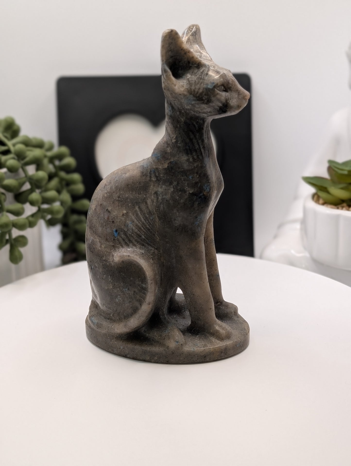 Large K2 Stone Sphynx Cat Carving - Statement Piece!