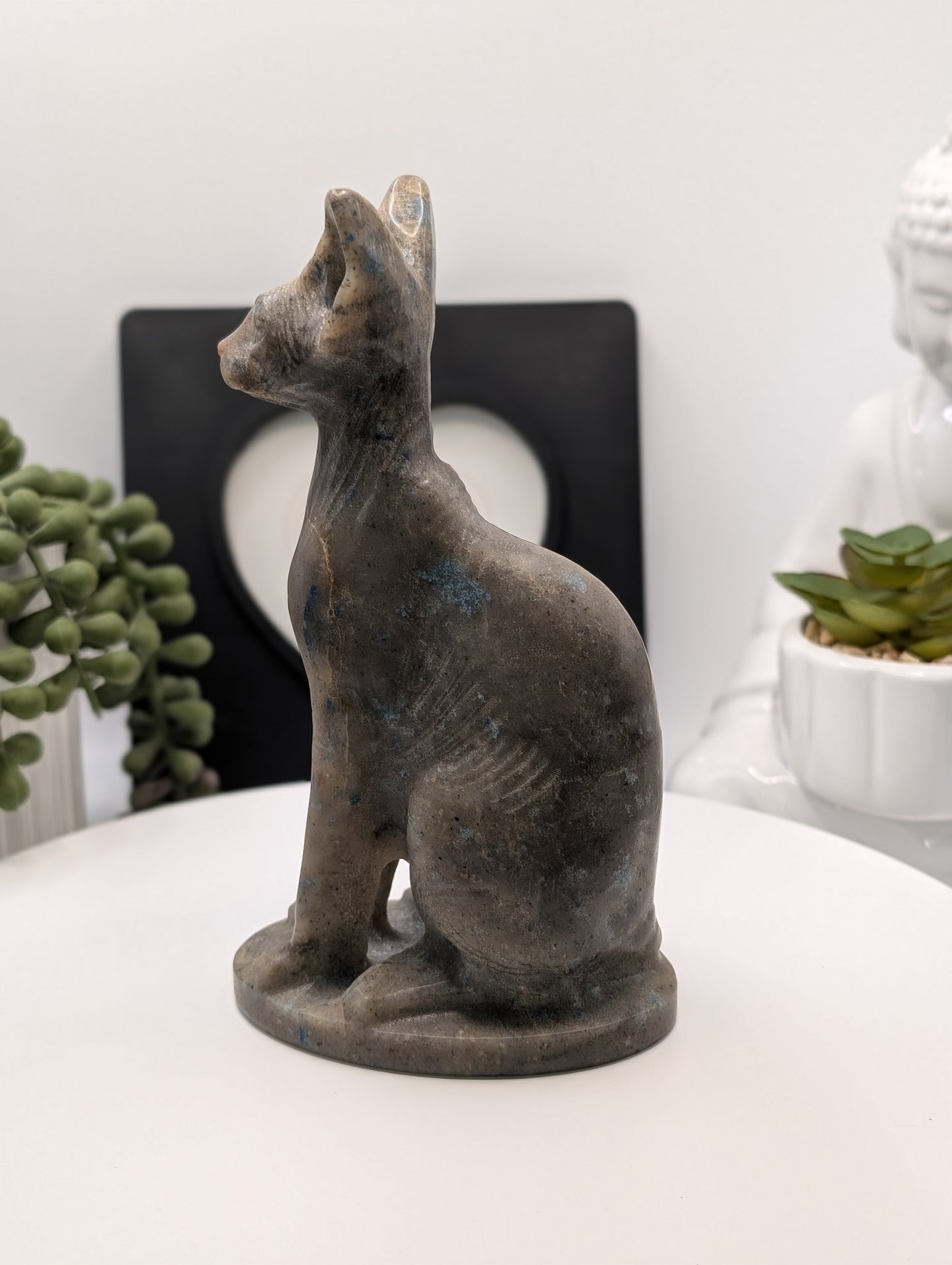 Large K2 Stone Sphynx Cat Carving - Statement Piece!