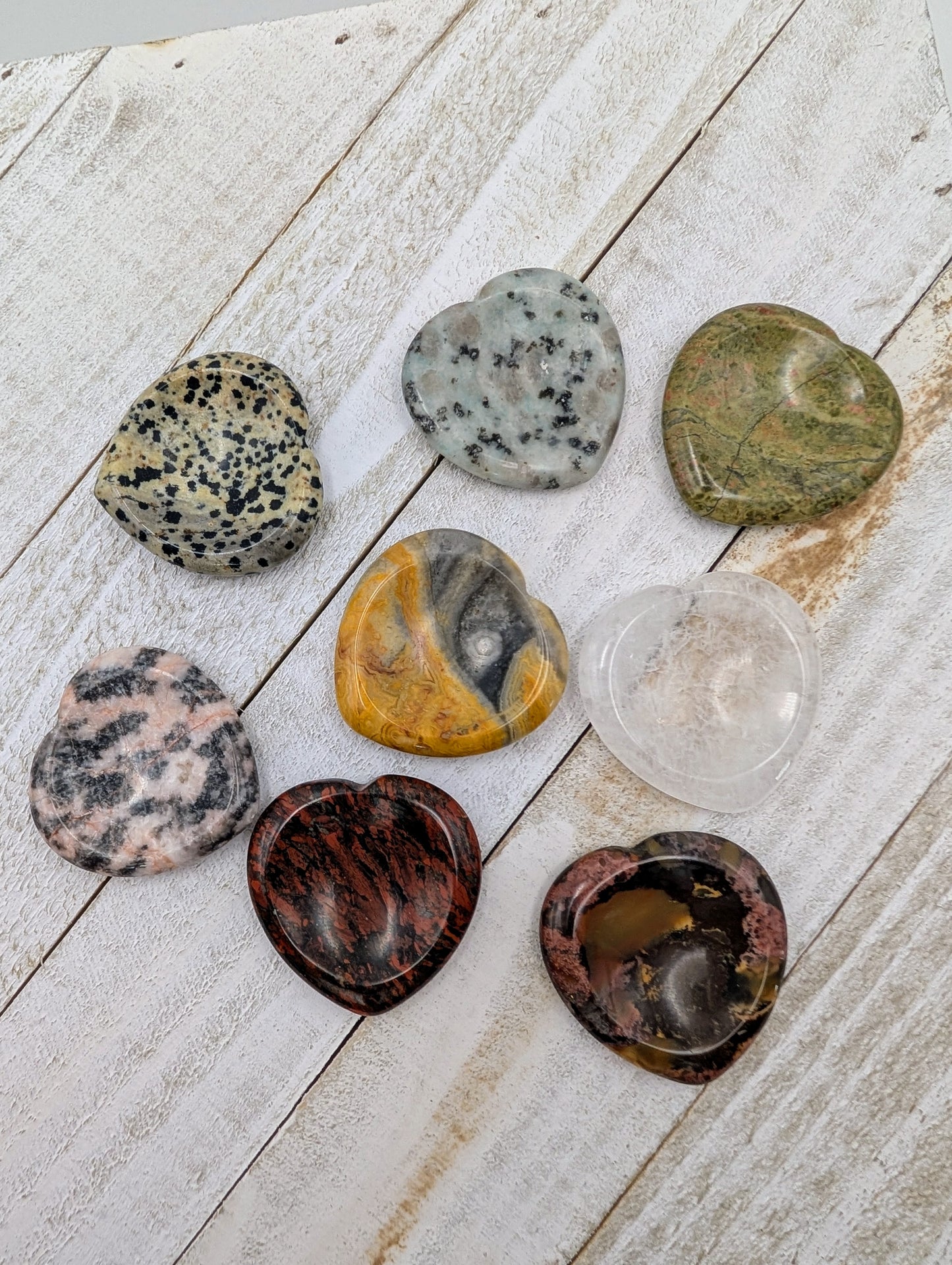 Mixed Crystal Heart Shaped Worry Stones
