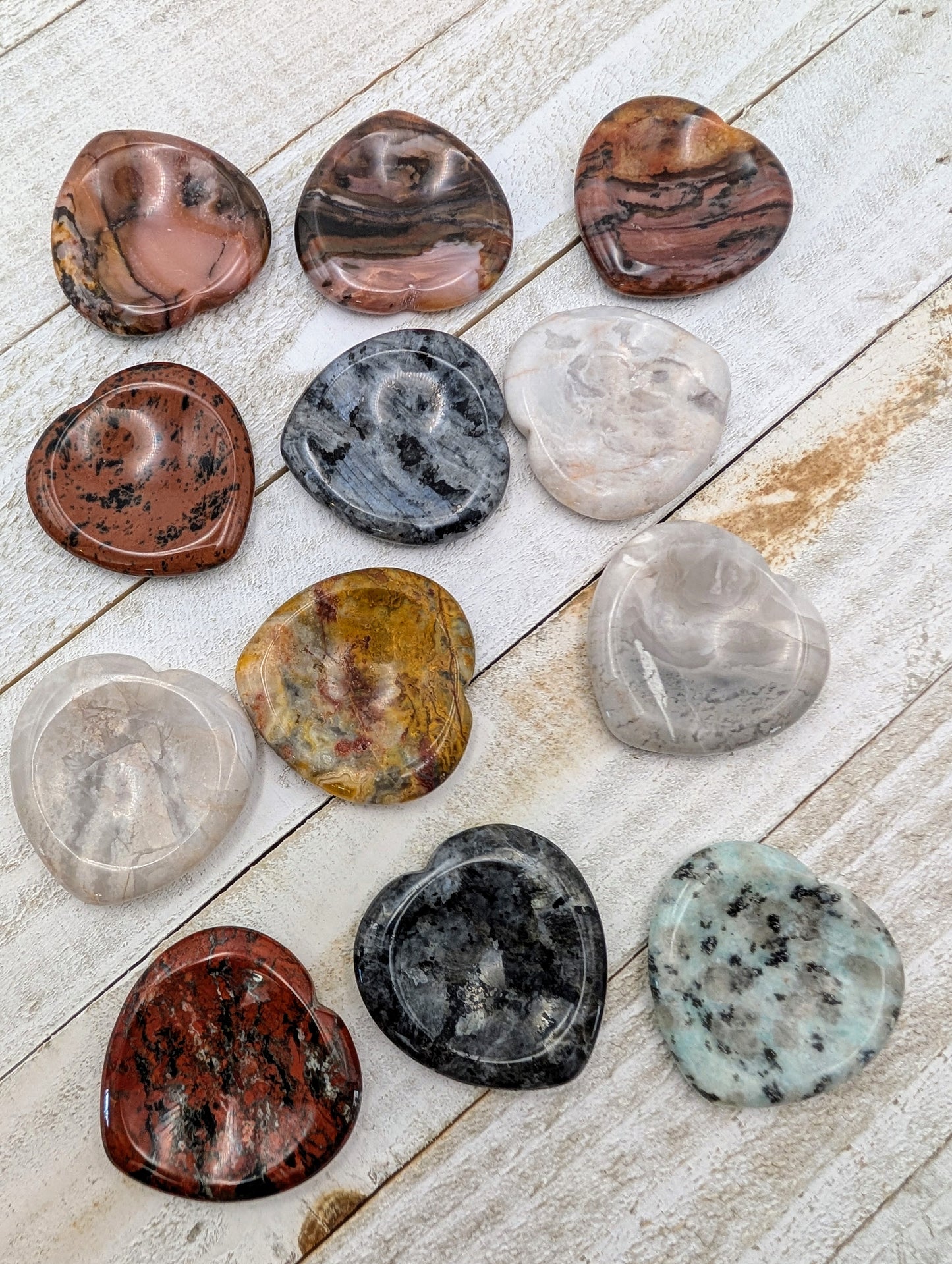 Mixed Crystal Heart Shaped Worry Stones