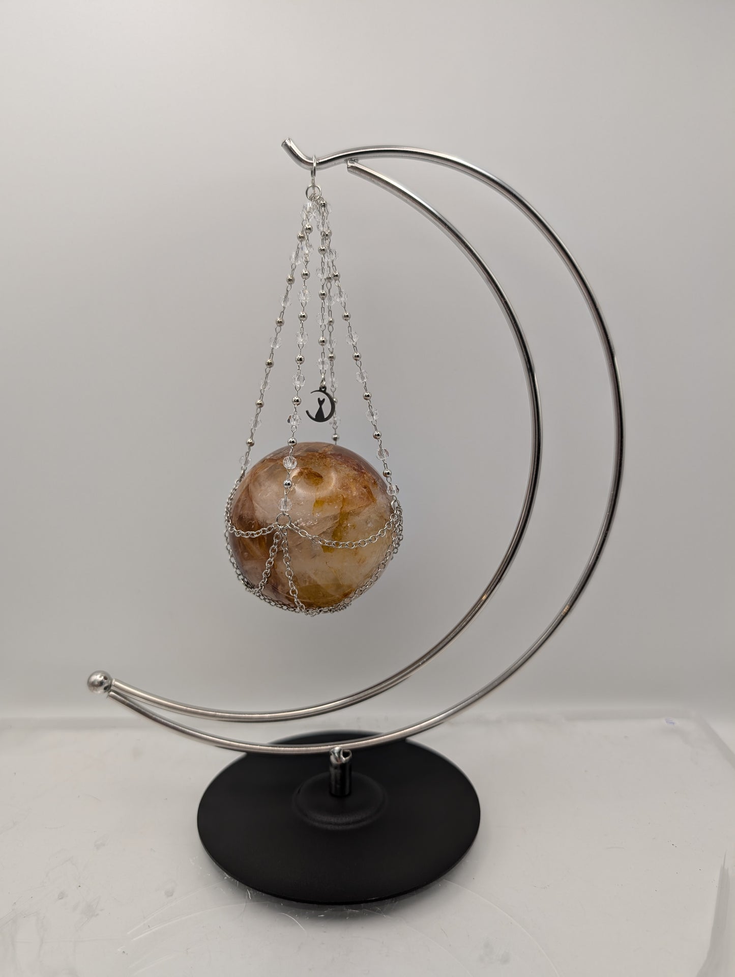 Metal Hanging Sphere Stands in Silver
