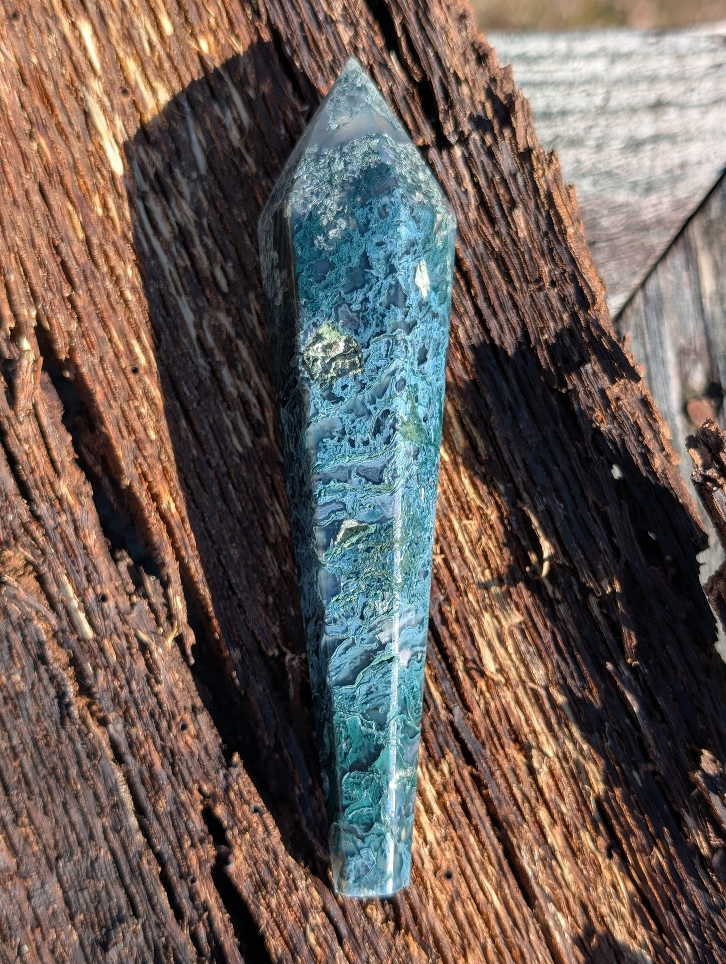 Moss Agate Wand