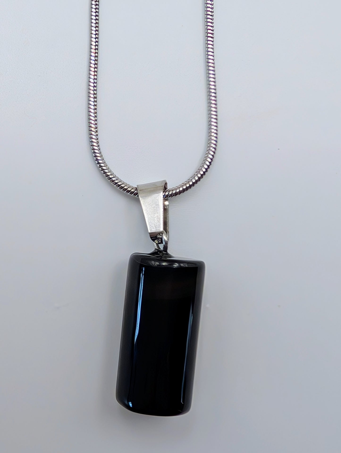 Crystal Barrel Bead Pendant Necklace on a 16" Silver Chain