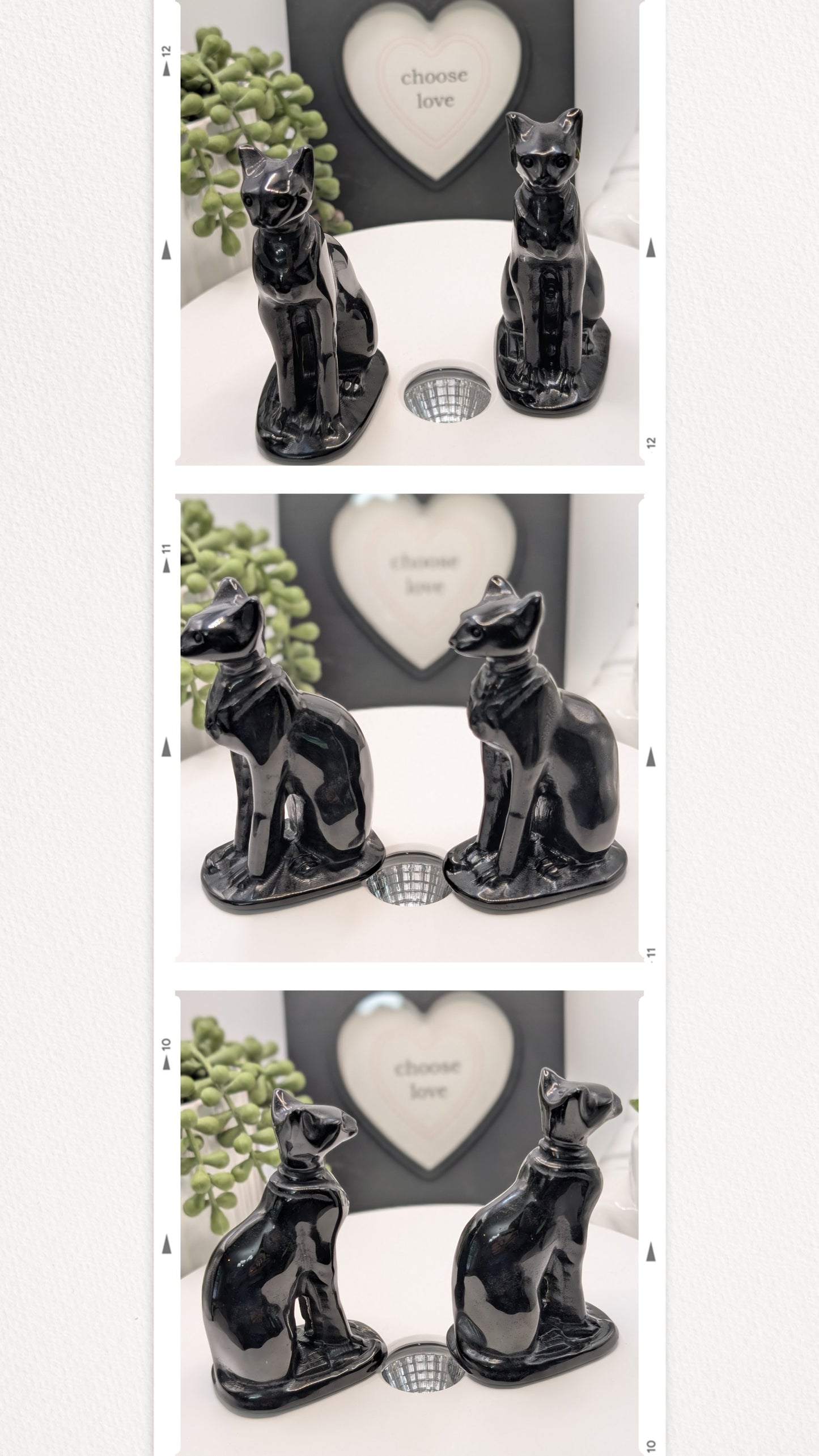 Black Obsidian Sphynx Cat Carving