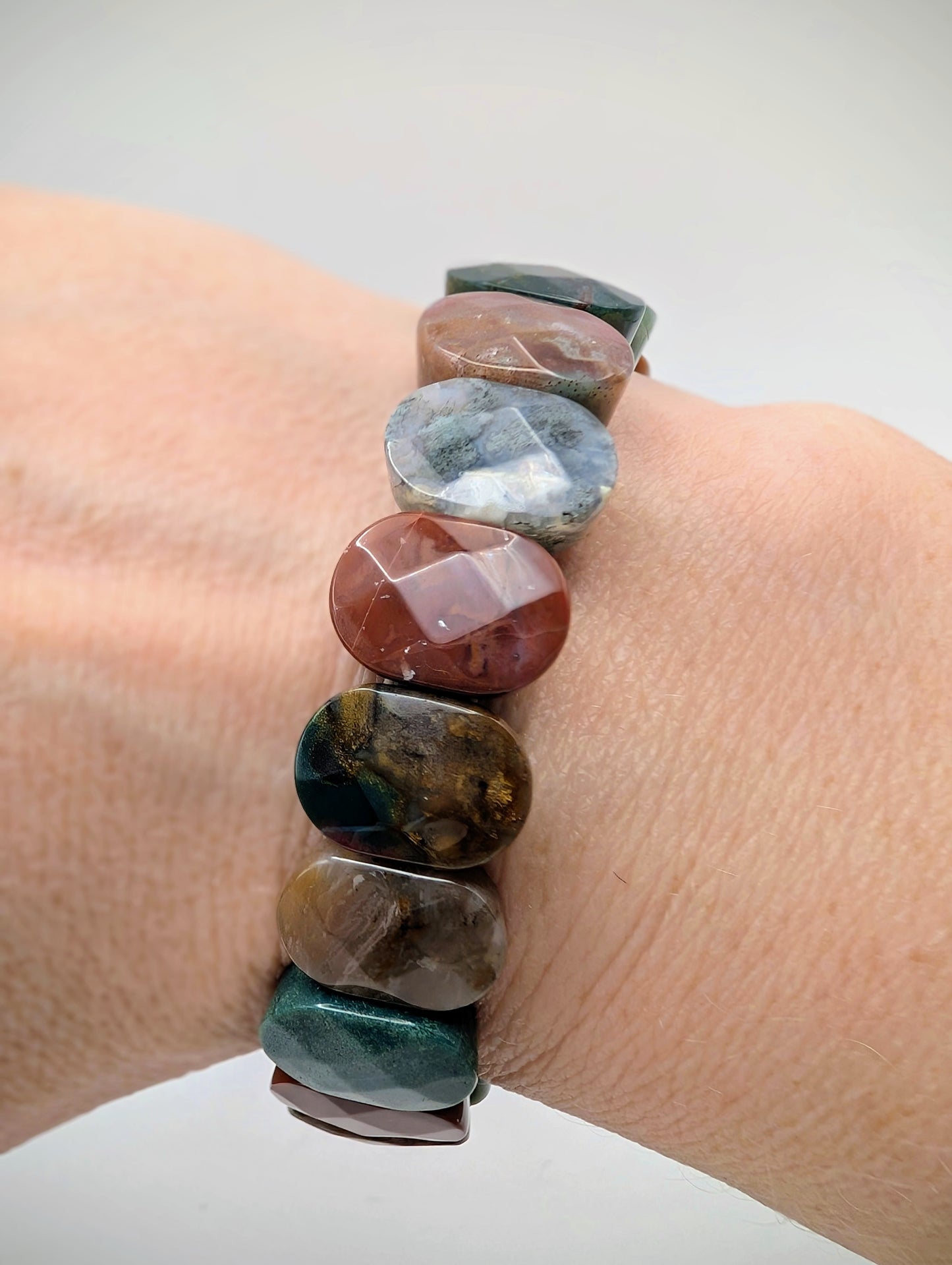 Ocean Jasper Faceted Bangle Bracelet